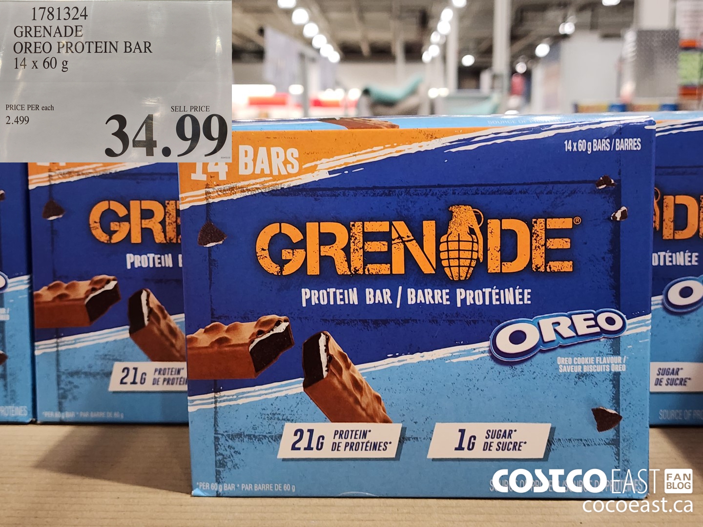 1781324 GRENADE OREO PROTEIN BAR 14 x 60 g $34.99