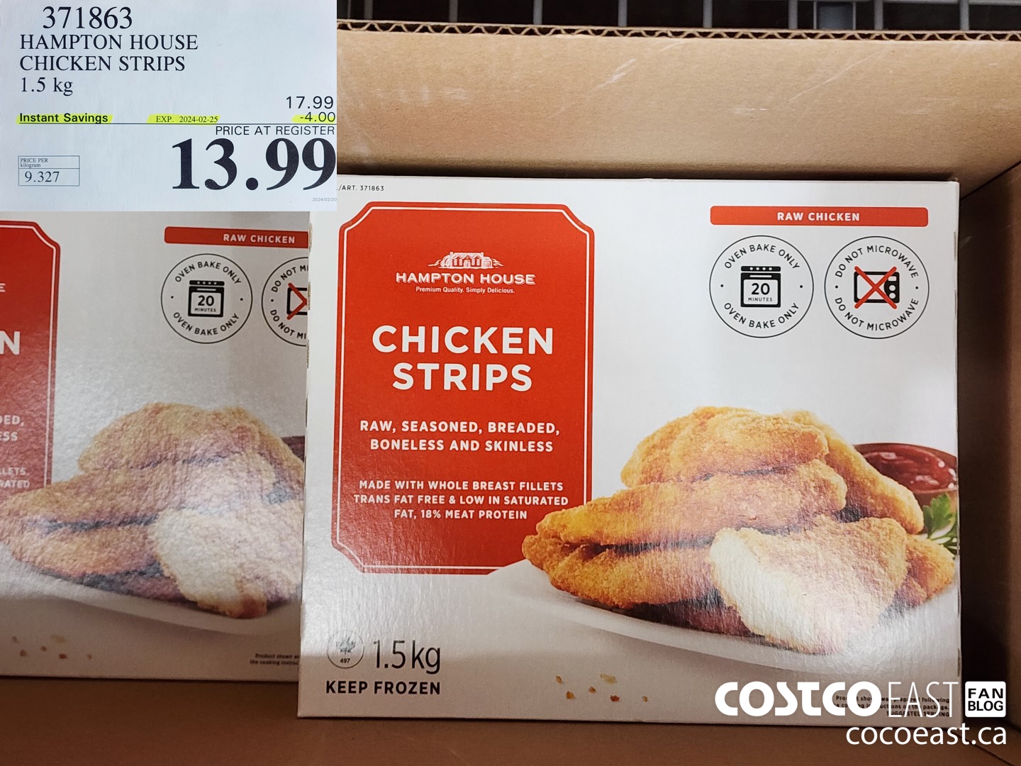 371863 HAMPTON HOUSE CHICKEN STRIPS 1.5 KG ($4.00 INSTANT SAVINGS EXPIRES ON 2024-02-25) $13.99