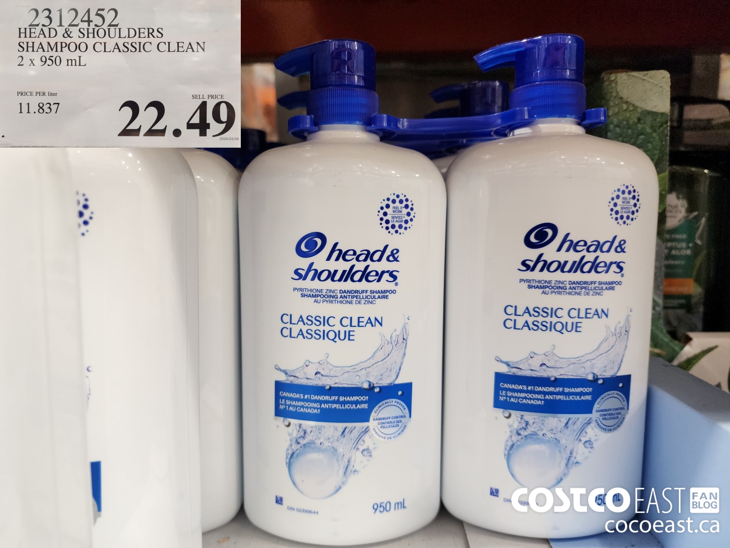 3212452 HEAD & SHOULDERS SHAMPOO CLASSIC CLEAN 2 x 950 mL $22.49