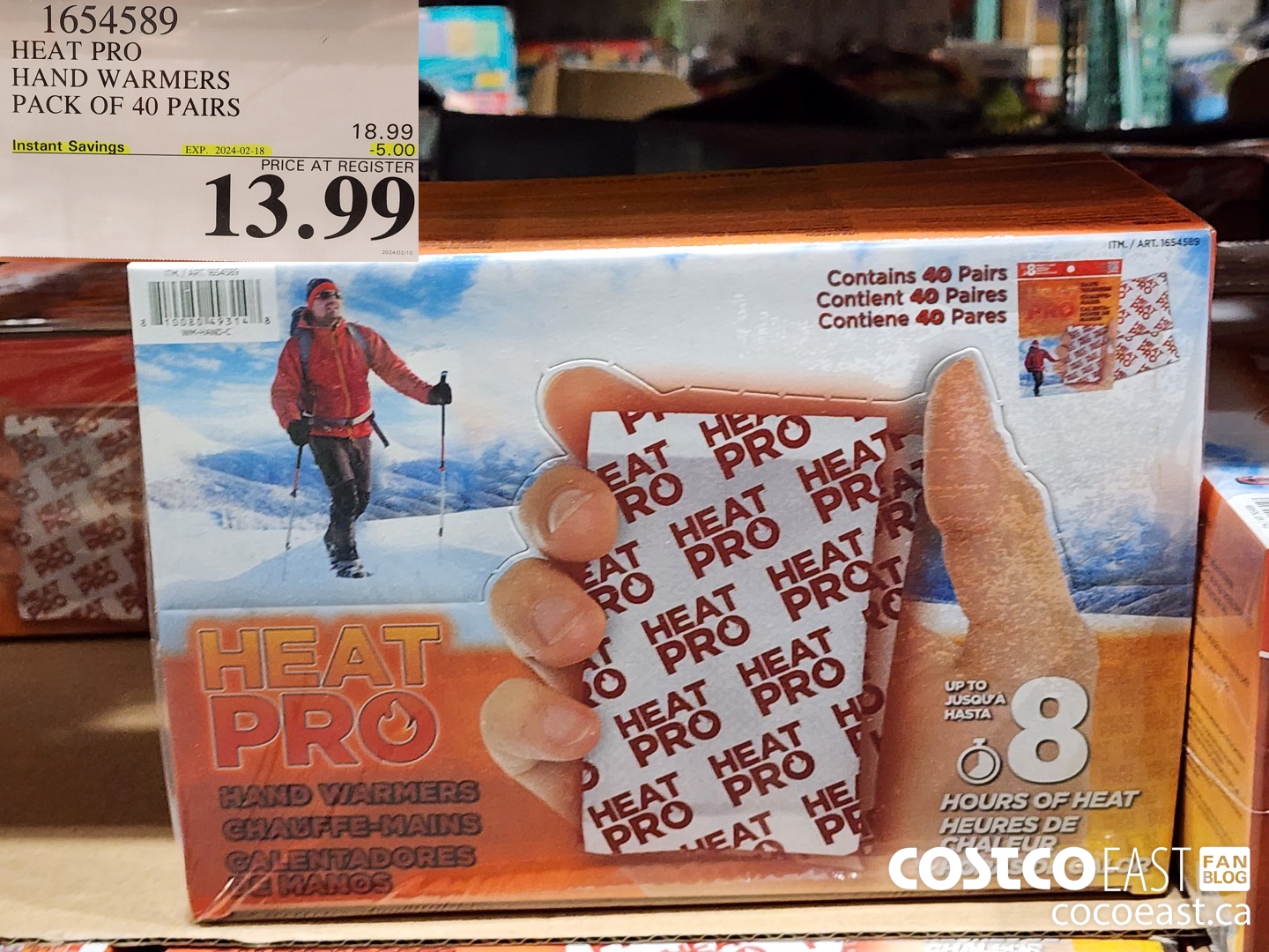 1654589 HEAT PRO HAND WARMERS PACK OF 40 PAIRS ($5.00 INSTANT SAVINGS EXPIRES ON 2024-02-18) $13.99