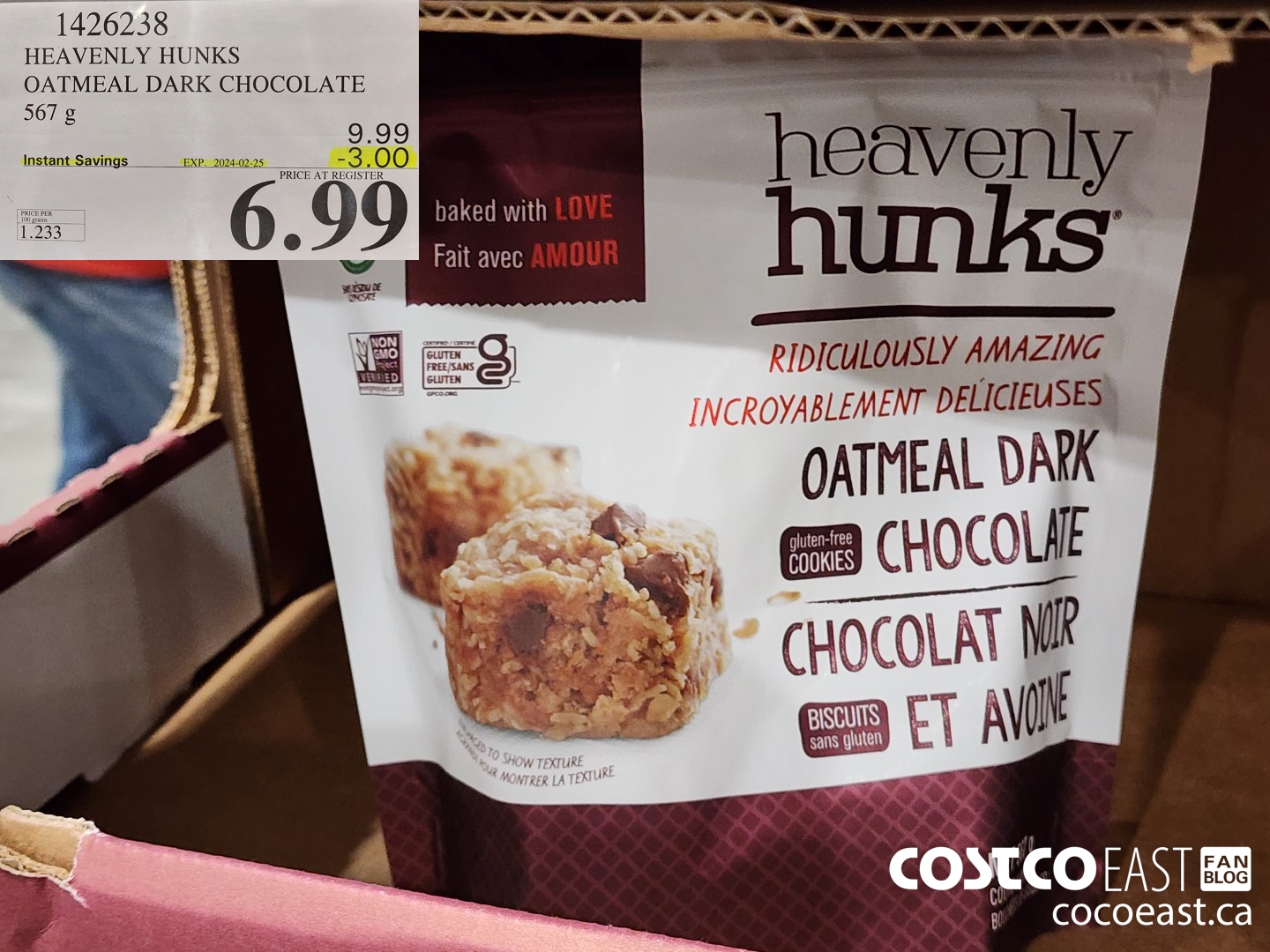 1426238 HEAVENLY HUNKS OATMEAL DARK CHOCOLATE 567 g ($3.00 INSTANT SAVINGS EXPIRES ON 2024-02-25) $6.99