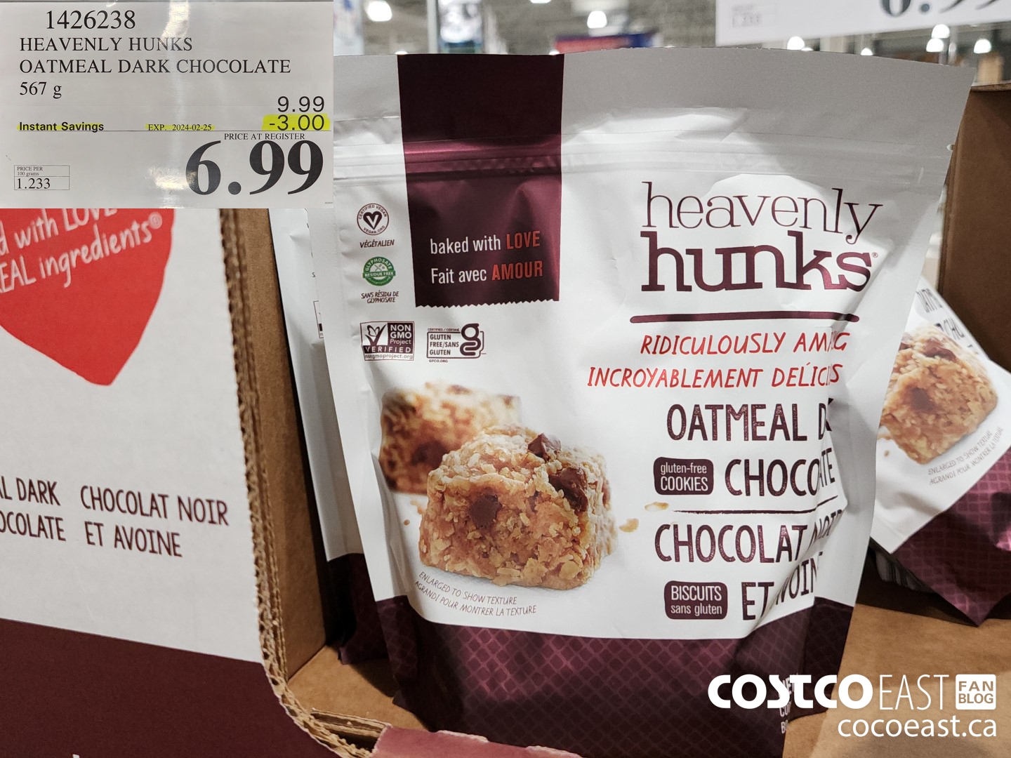 1426238 HEAVENLY HUNKS OATMEAL DARK CHOCOLATE 567 g ($3.00 INSTANT SAVINGS EXPIRES ON 2024-02-25) $6.99