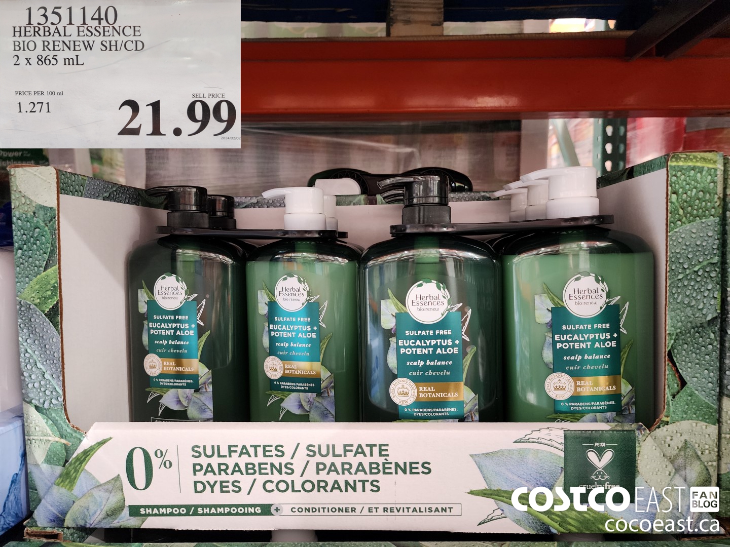 1351140 HERBAL ESSENCE BIO RENEW SH/CD 2 x 865 mL $21.99