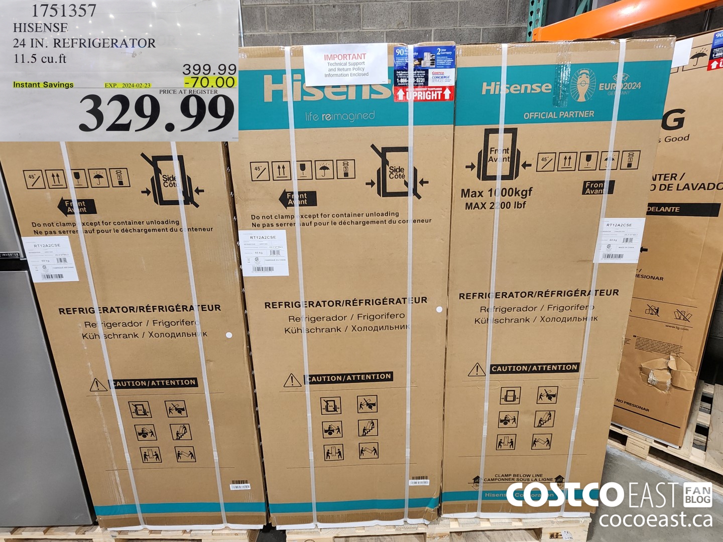 1751357 HISENSE 24 IN. REFRIGERATOR 11.5 cu.ft ($70.00 INSTANT SAVINGS EXPIRES ON 2024-02-23) $329.99