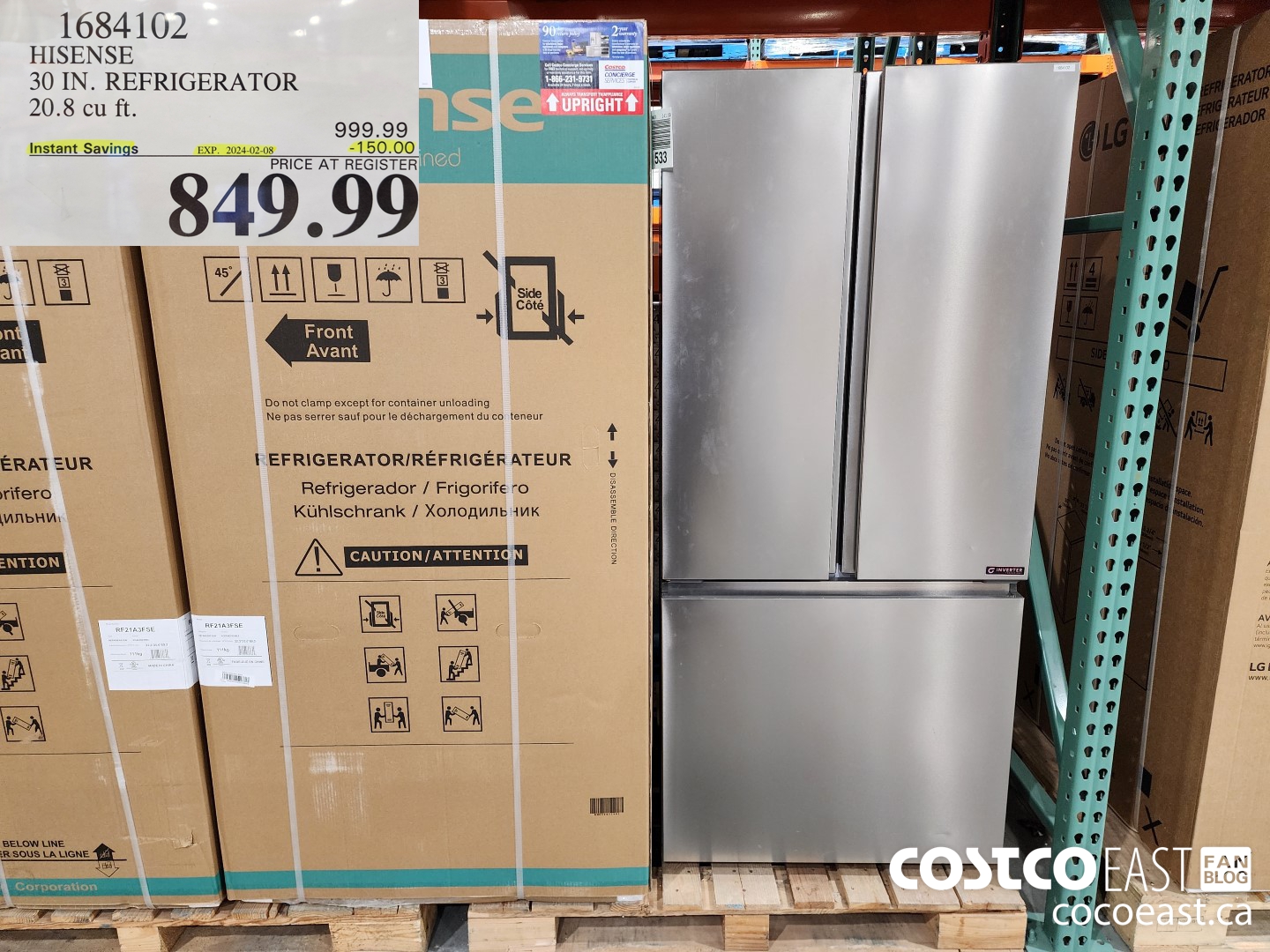 1684102 HISENSE 30 IN. REFRIGERATOR 20.8 CUFT ($150.00 INSTANT SAVINGS EXPIRES ON 2024-02-08) $849.99