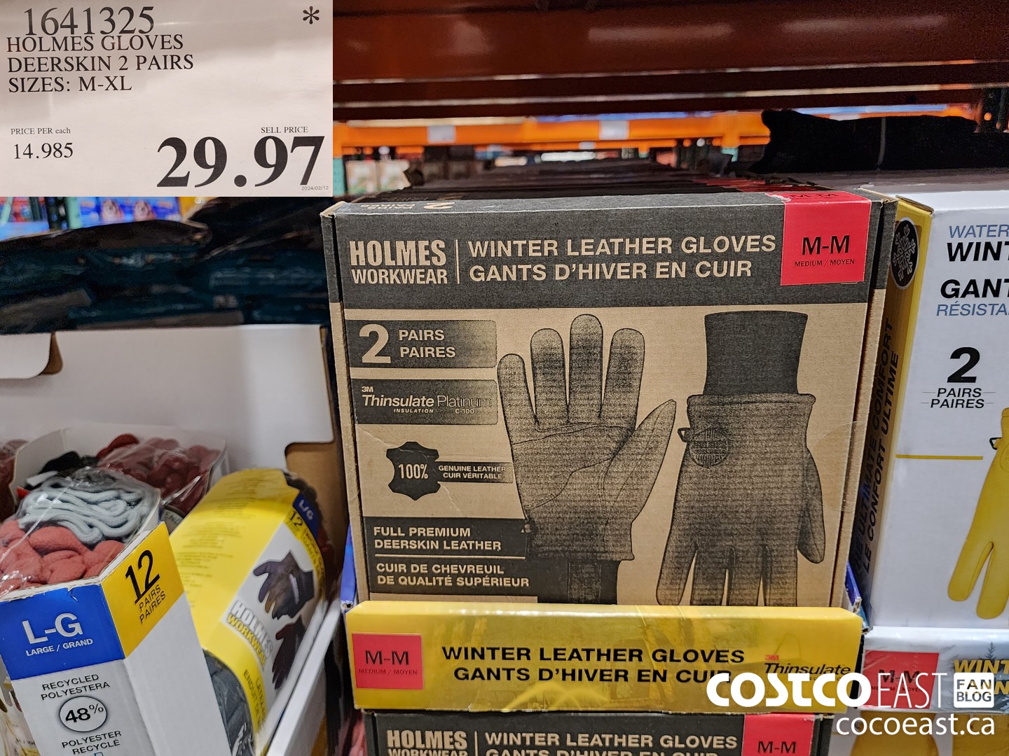 1641325 HOLMES GLOVES DEERSKIN 2 PAIRS SIZES: M-XL $29.97