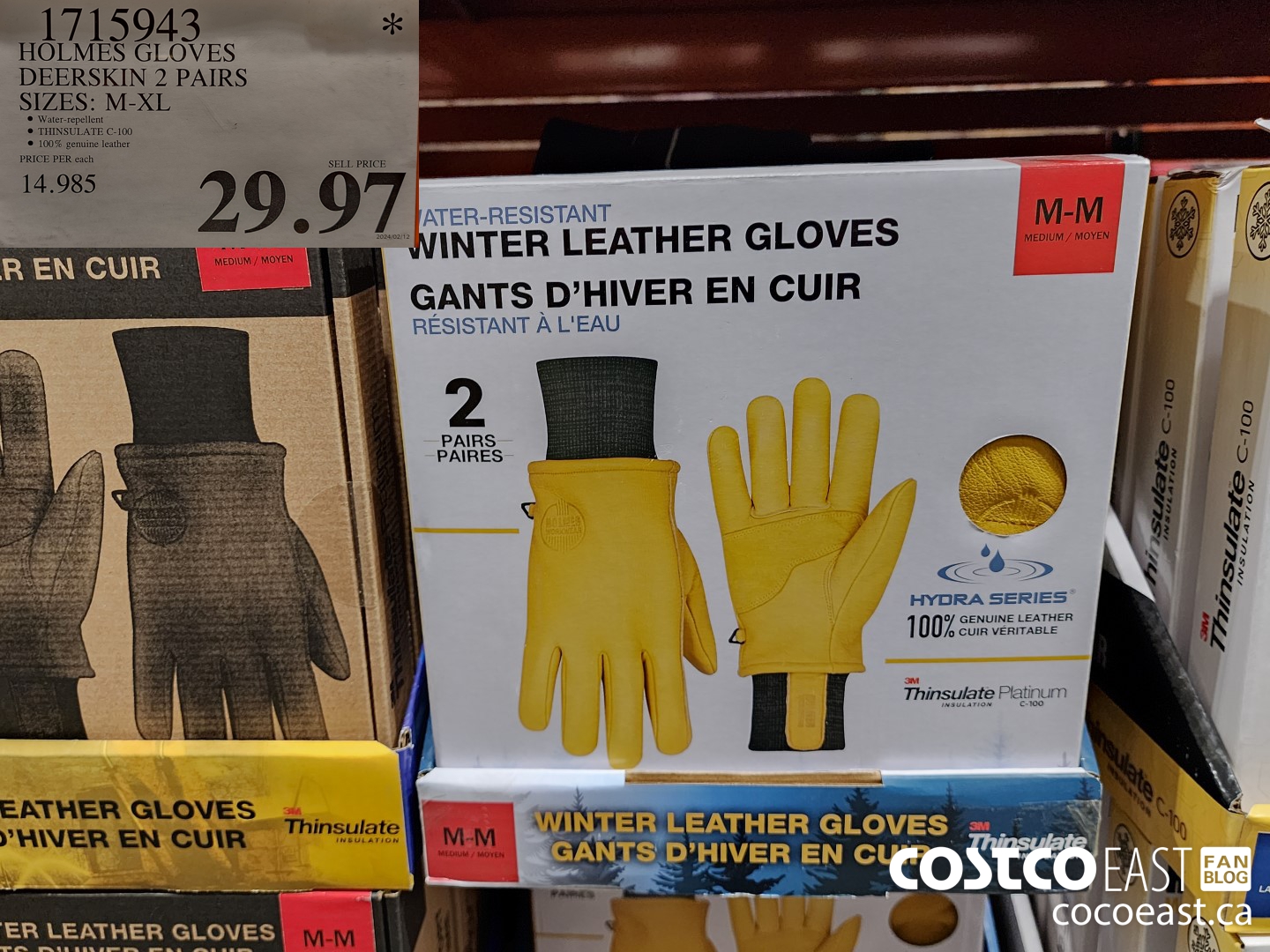 1715943 HOLMES GLOVES DEERSKIN 2 PAIRS SIZES: M-XL $29.97