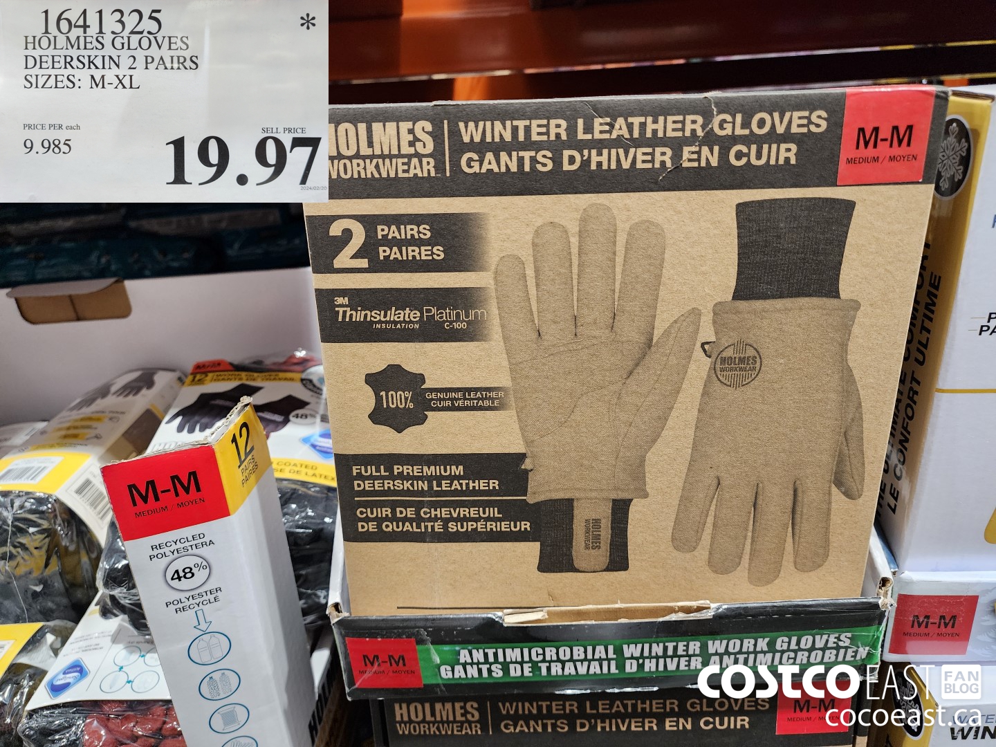 1641325 HOLMES GLOVES DEERSKIN 2 PAIRS SIZES: M-XL $19.97
