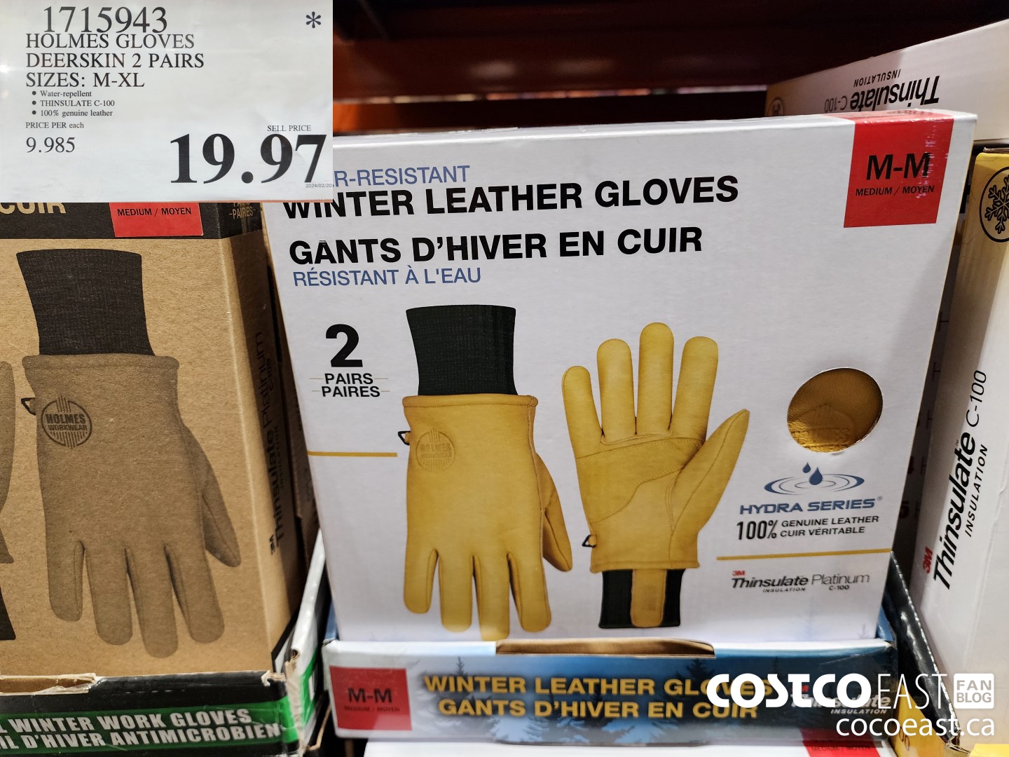 1715943 HOLMES GLOVES DEERSKIN 2 PAIRS SIZES: M-XL $19.97
