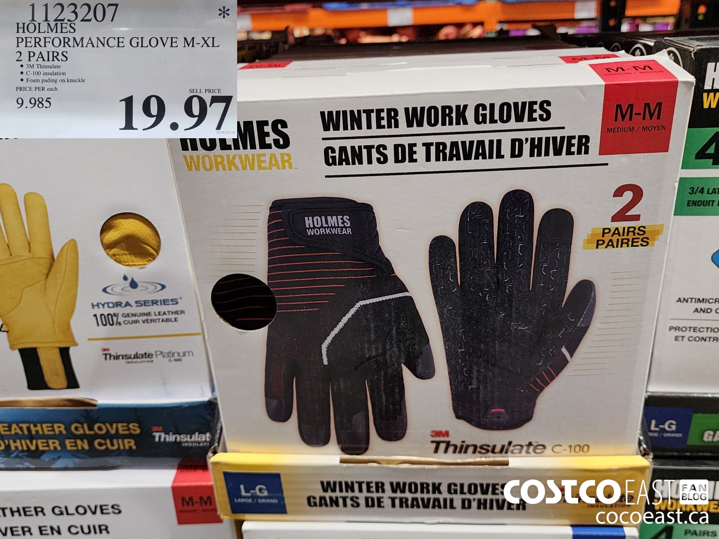 1123207 HOLMES PERFORMANCE GLOVE M-XL 2 PAIRS $19.97