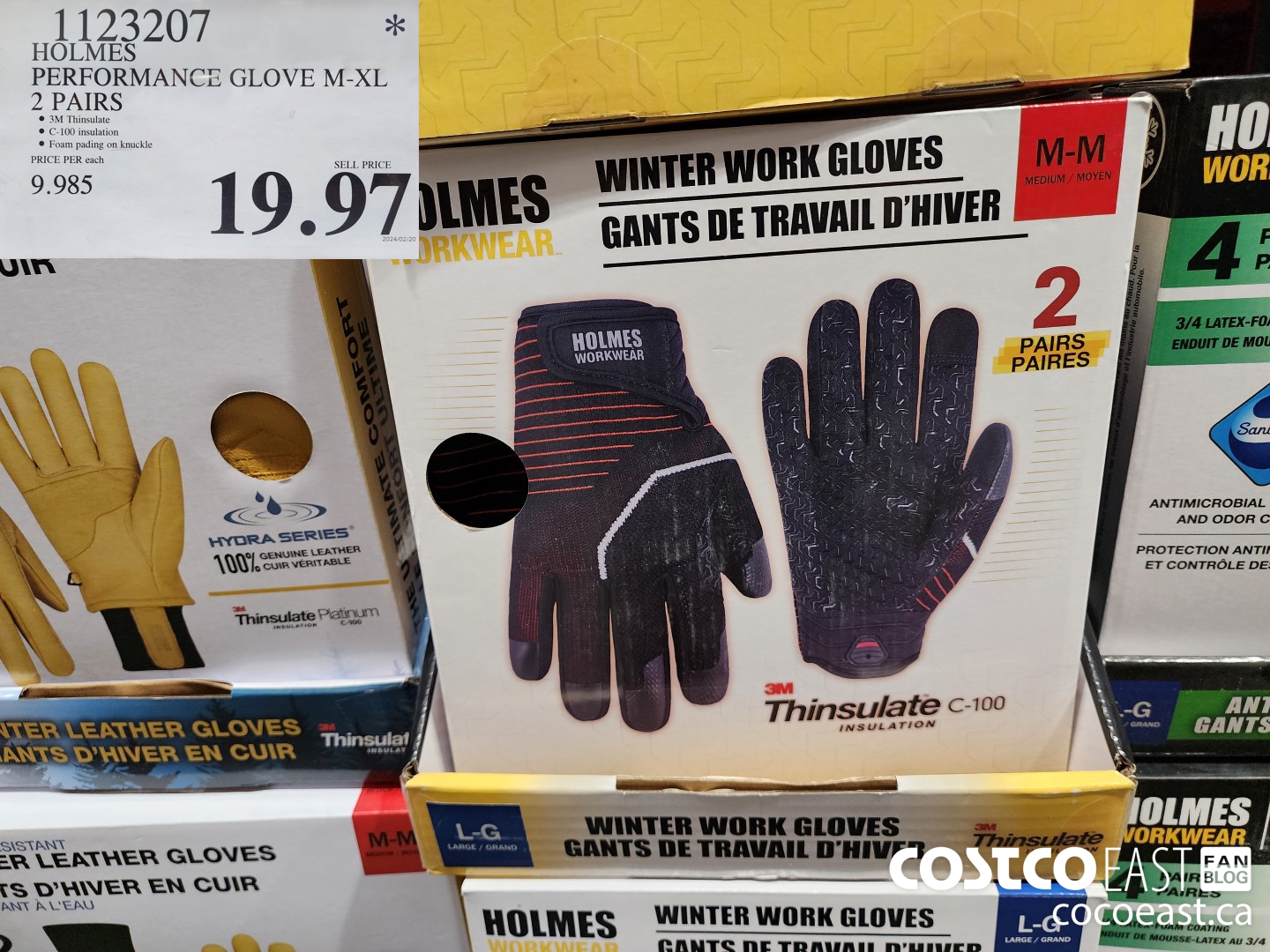 1123207 HOLMES PERFORMANCE GLOVE M-XL 2 PAIRS $19.97