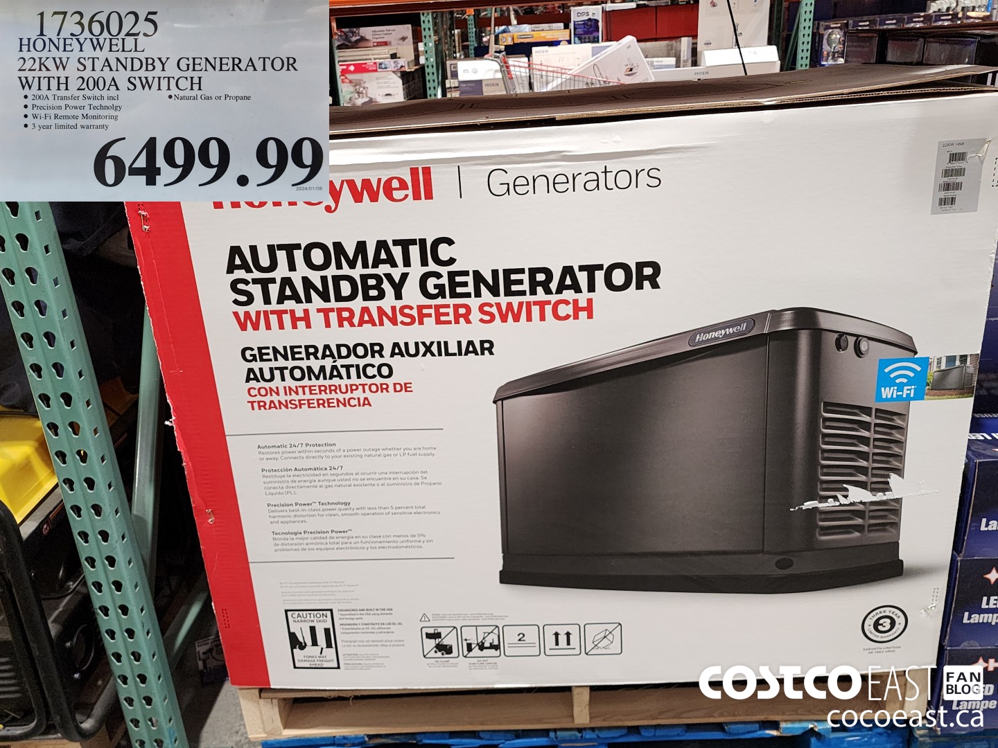 1736025 HONEYWELL 22KW STANDBY GENERATOR - WITH 200A SWITCH $6499.99