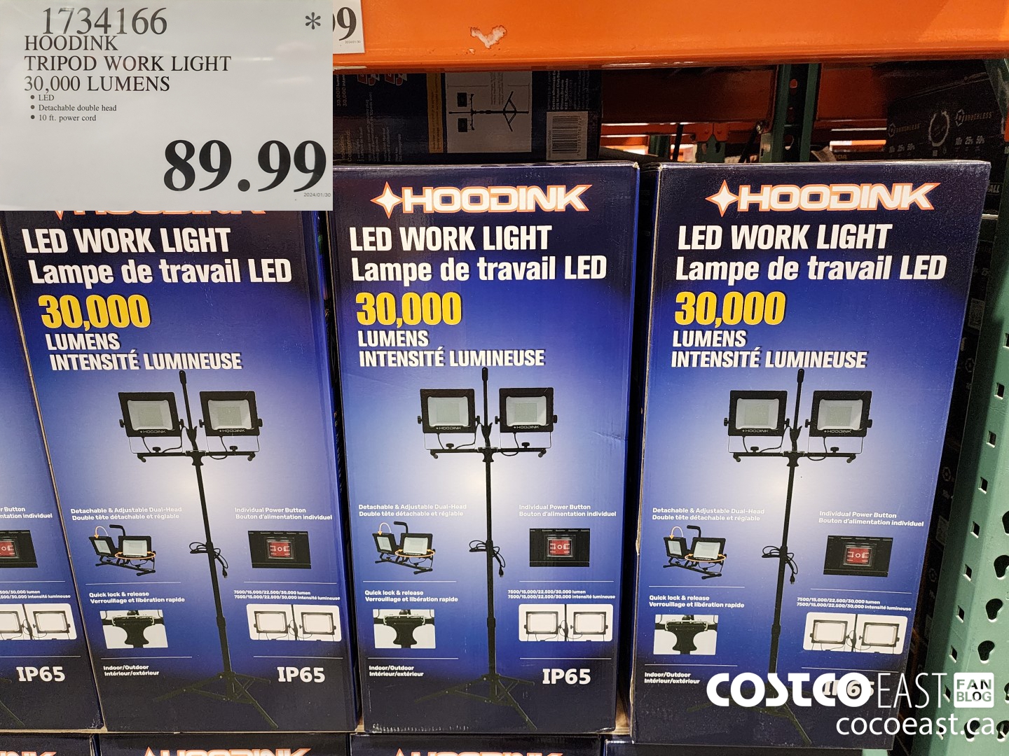 1734166 HOODINK TRIPOD WORK LIGHT 30,000 LUMENS $89.99