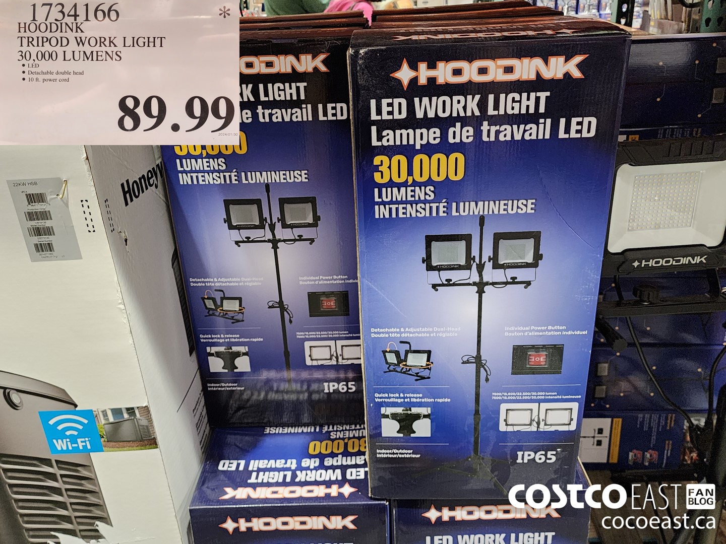 1734166 HOODINK TRIPOD WORK LIGHT 30,000 LUMENS $89.99