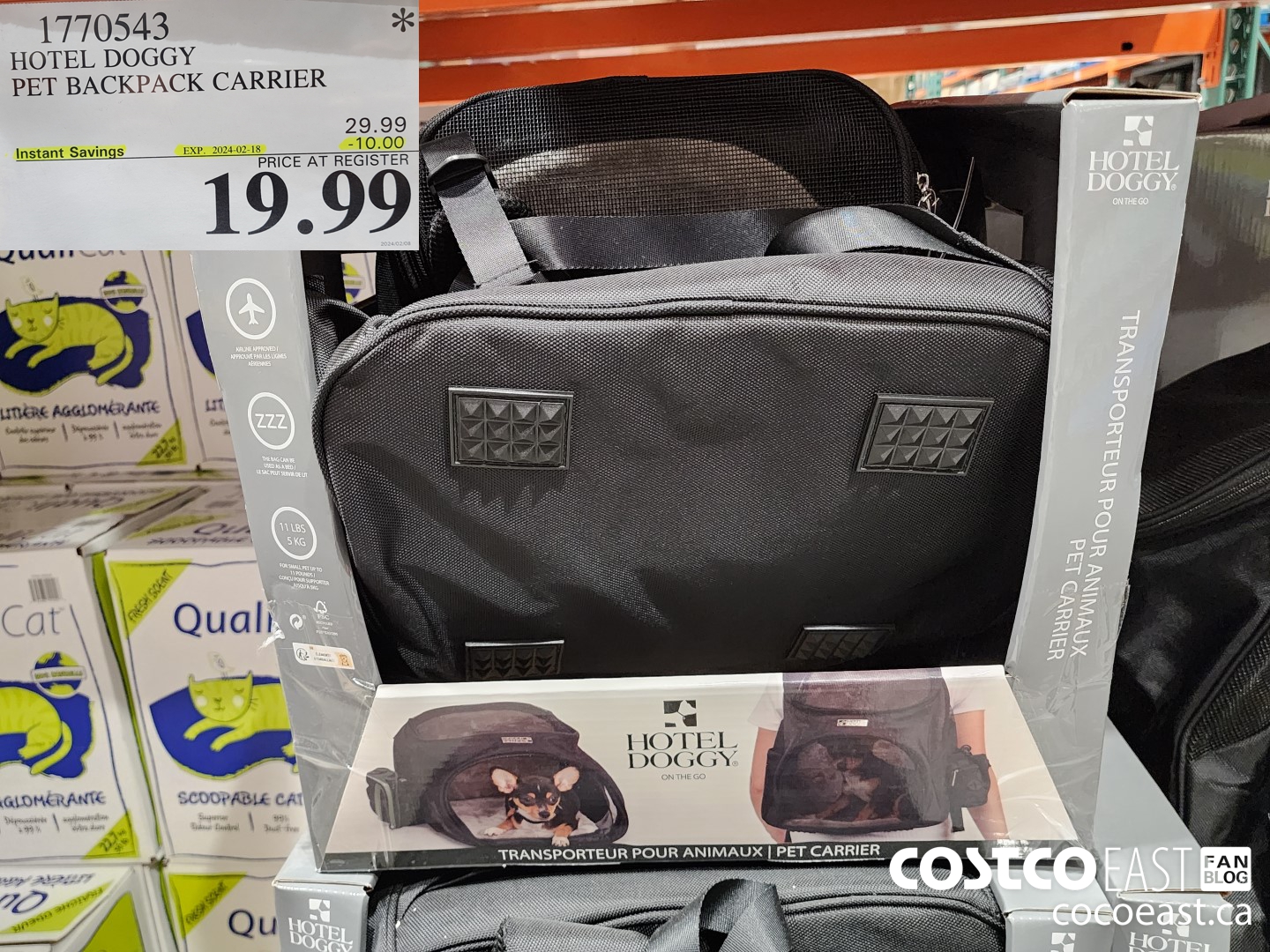 1770543 HOTEL DOGGY PET BACKPACK CARRIER ($10.00 INSTANT SAVINGS EXPIRES ON 2024-02-18) $19.99