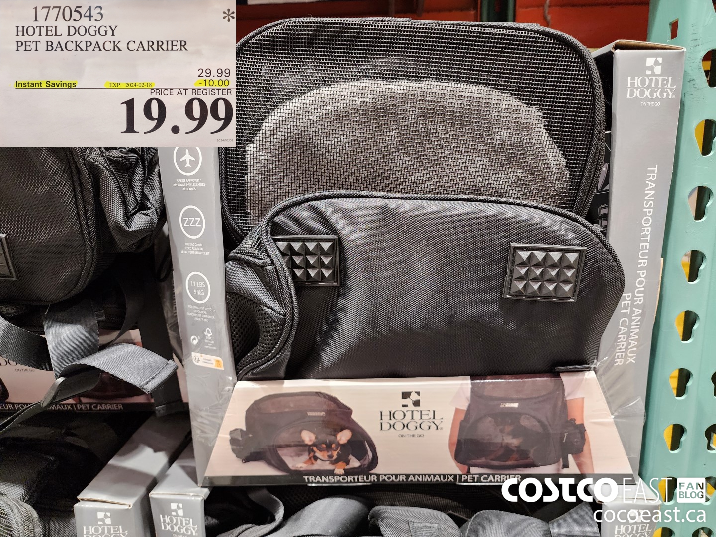 1770543 HOTEL DOGGY PET BACKPACK CARRIER ($10.00 INSTANT SAVINGS EXPIRES ON 2024-02-18) $19.99