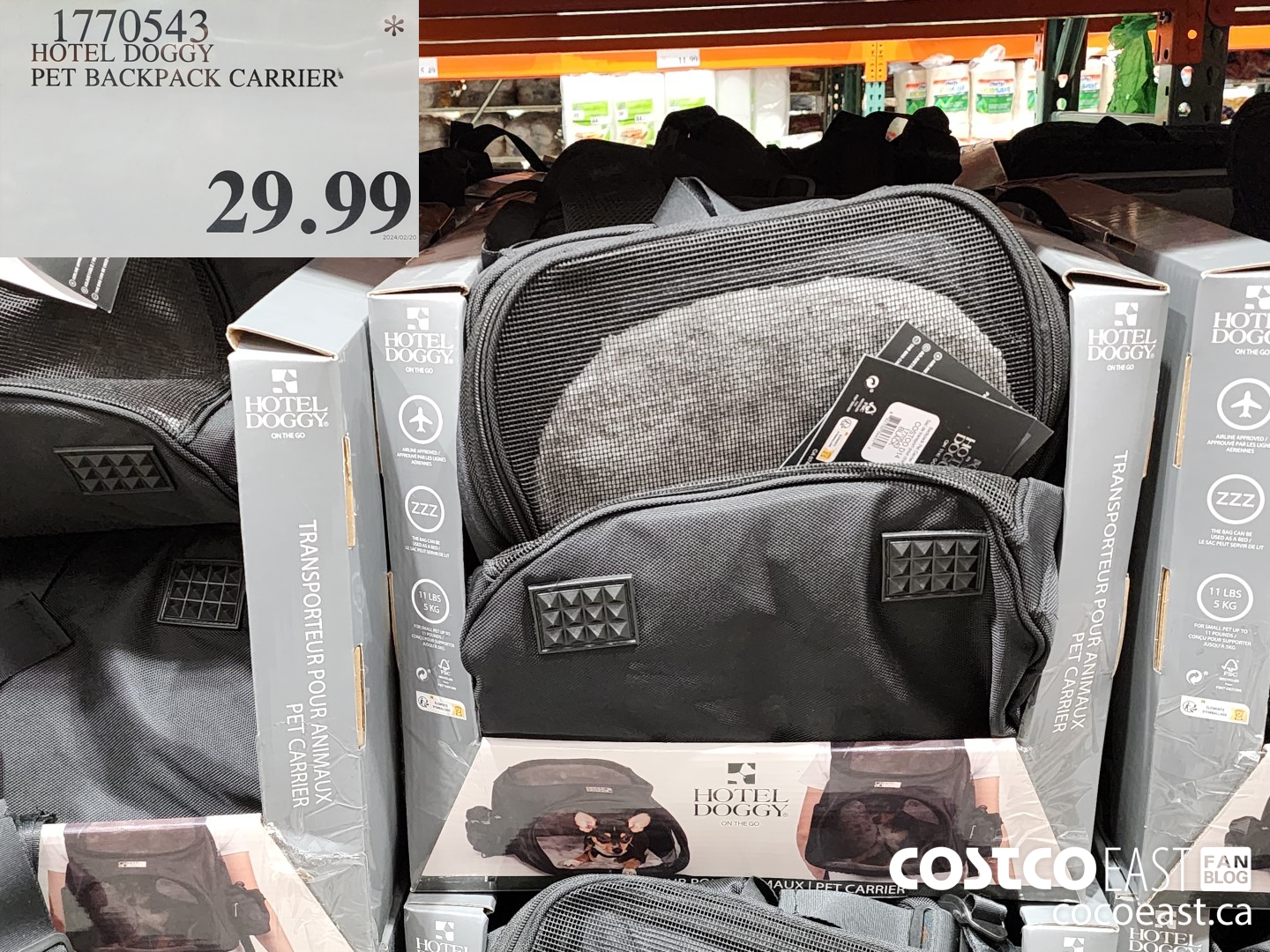 1770543 HOTEL DOGGY PET BACKPACK CARRIER $29.99