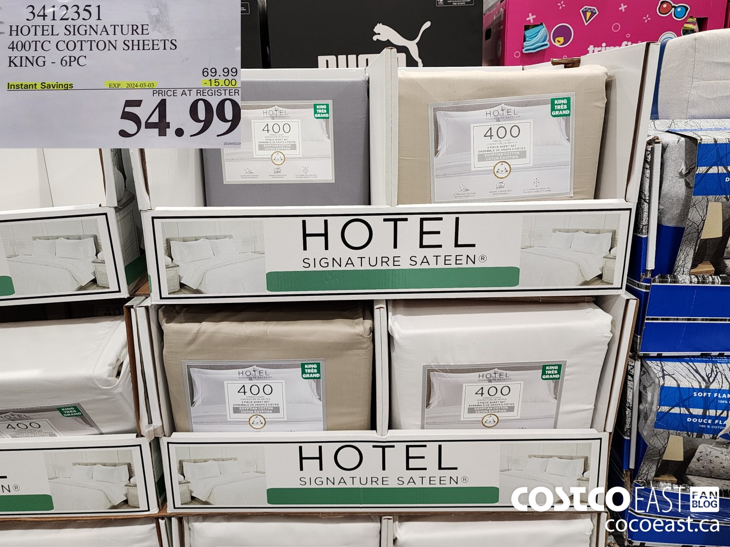 3412351 HOTEL SIGNATURE 400TC COTTON SHEETS KING - 6 PC ($15.00 INSTANT SAVINGS EXPIRES ON 2024-03-03) $54.99
