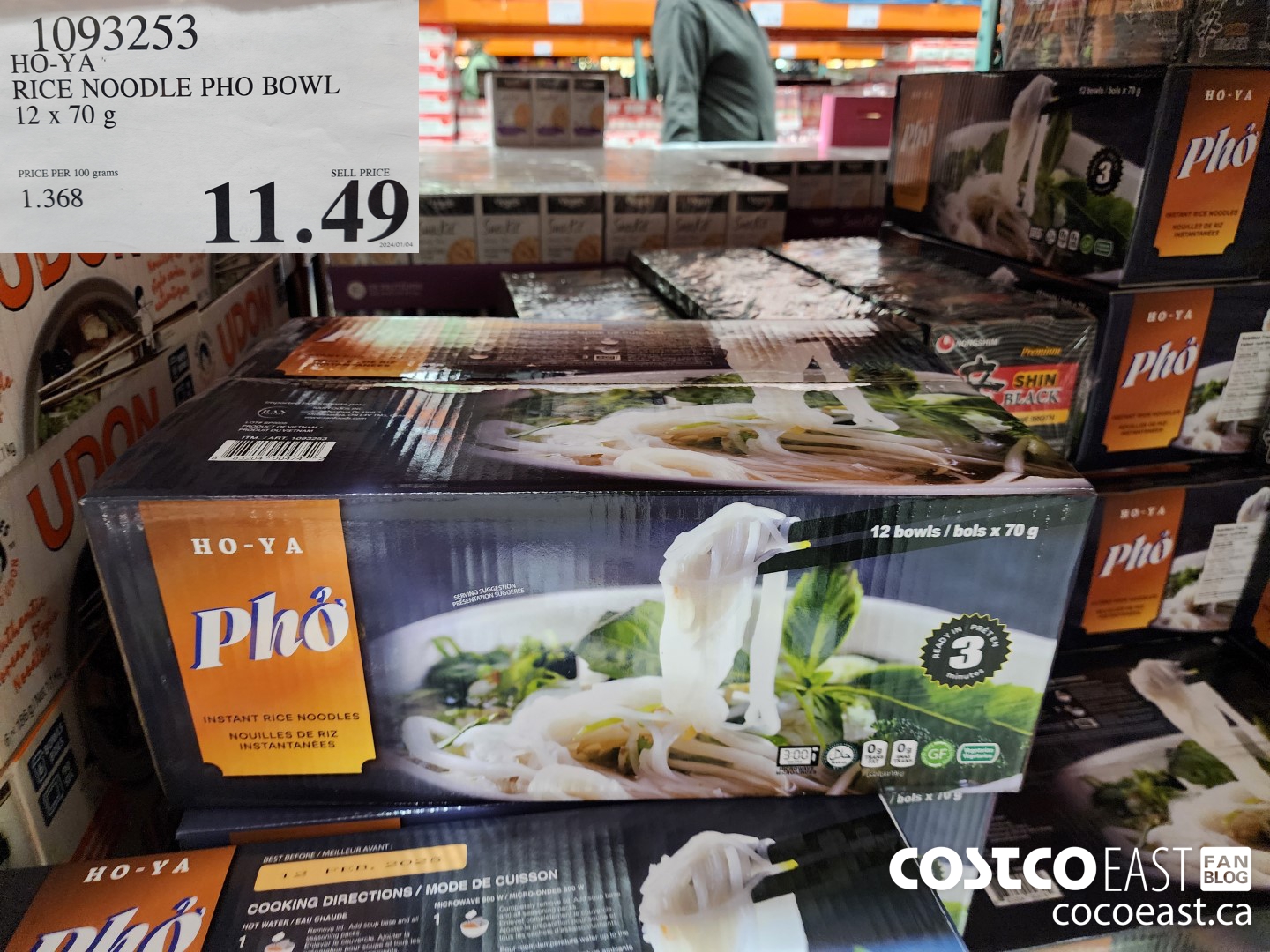 1093253 HO-YA RICE NOODLE PHO BOWL 12 x 70 g $11.49