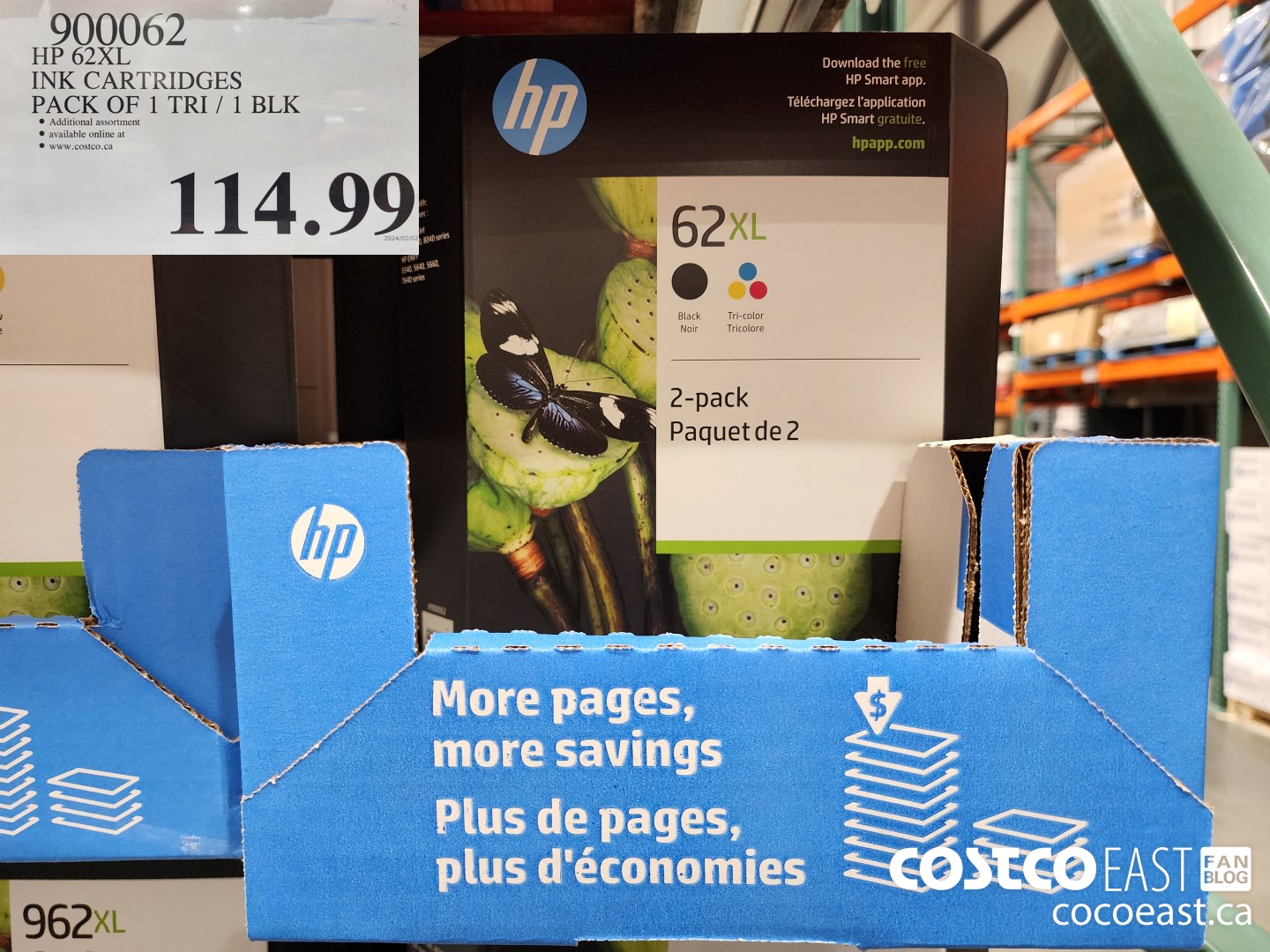 900062 HP 62XL INK CARTRIDGES PACK OF 1 TRI / 1 BLK $114.99