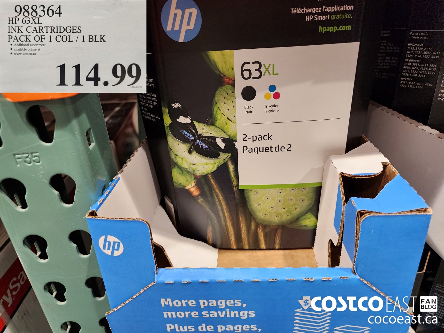 988364 HP 63XL INK CARTRIDGES PACK OF 1 COL / 1 BLK $114.99