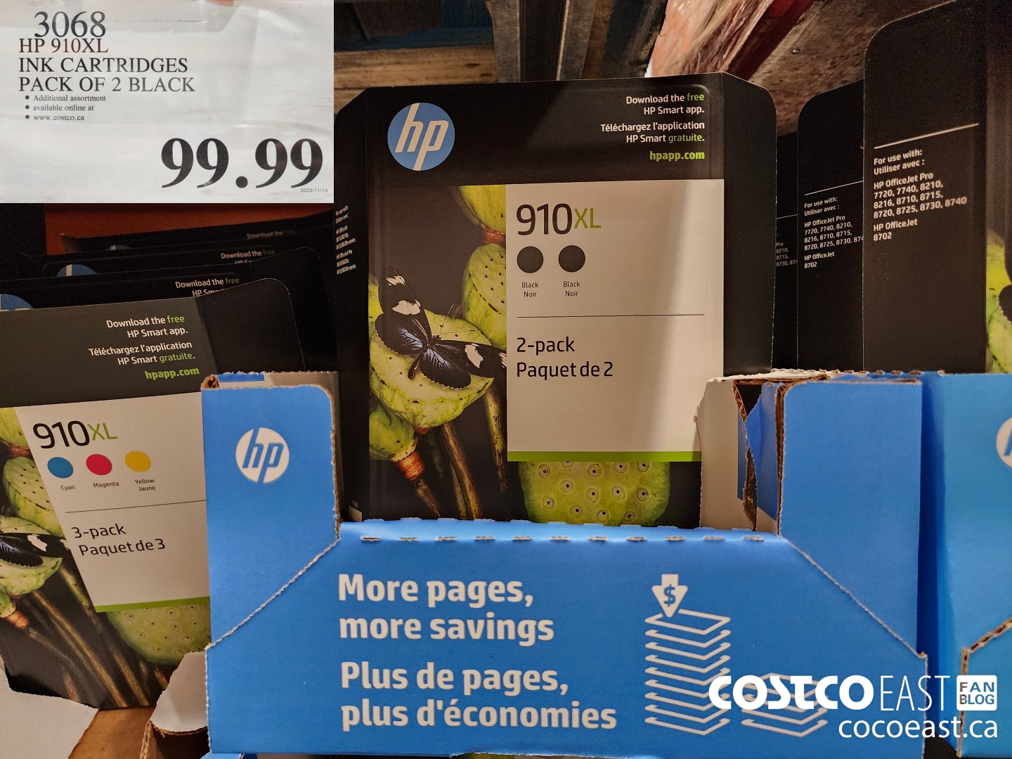 3068 HP 910XL INK CARTRIDGES PACK OF 2 BLACK $99.99