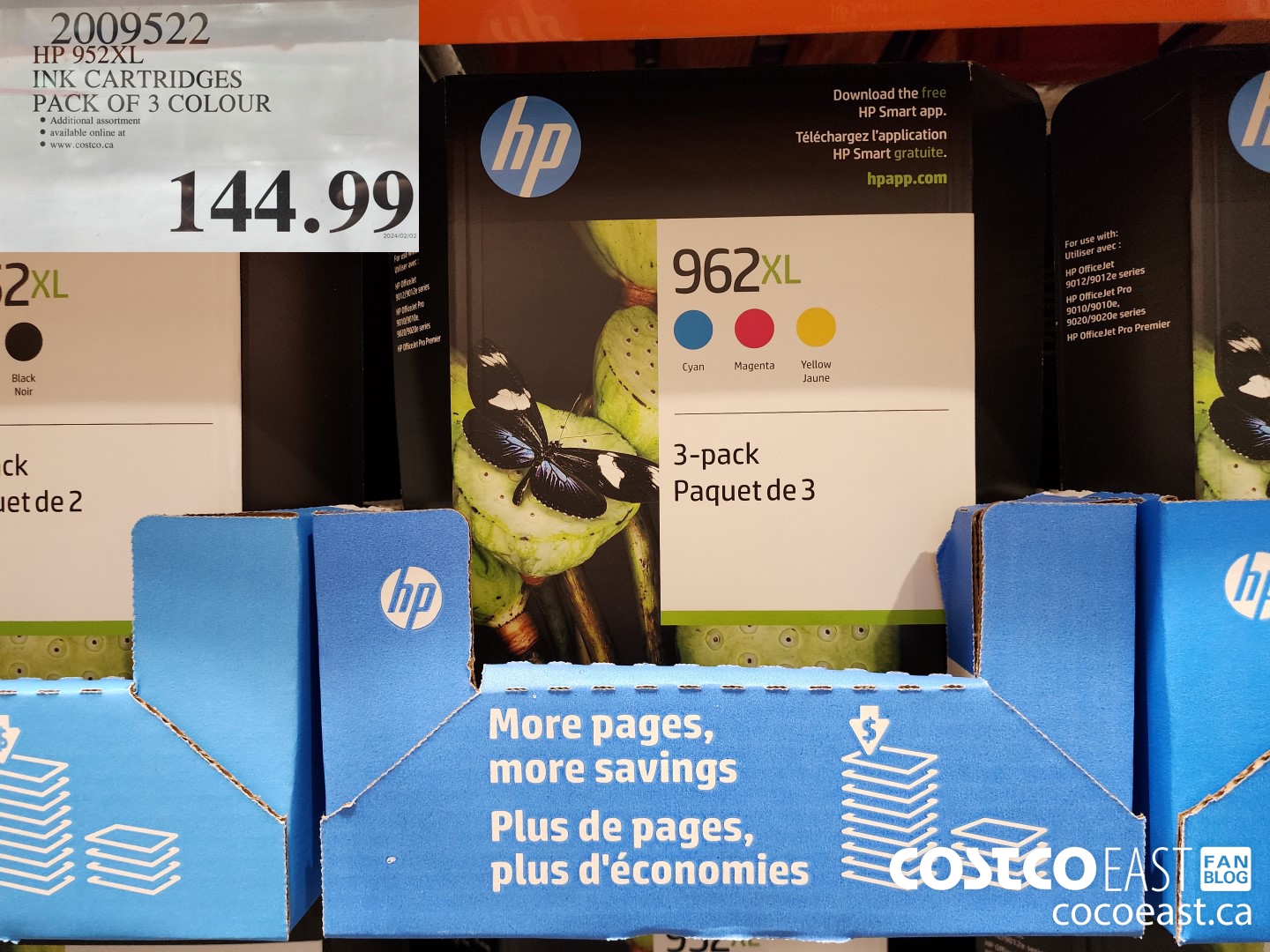 2009522 HP 952XL INK CARTRIDGES PACK OF 3 COLOUR $144.99
