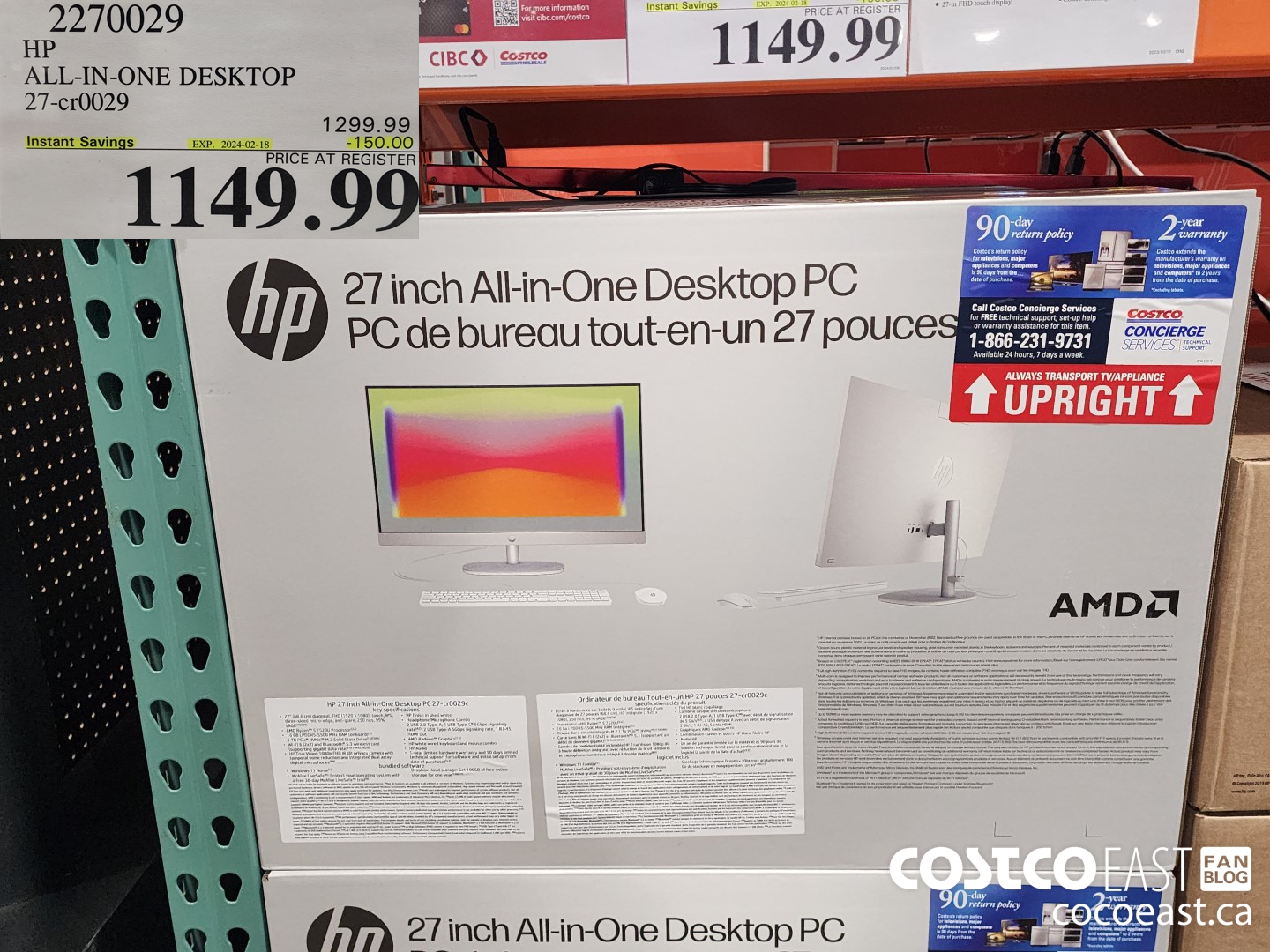 2270029 HP ALL-IN-ONE DESKTOP 27-cr0029 ($150.00 INSTANT SAVINGS EXPIRES ON 2024-02-18) $1149.99