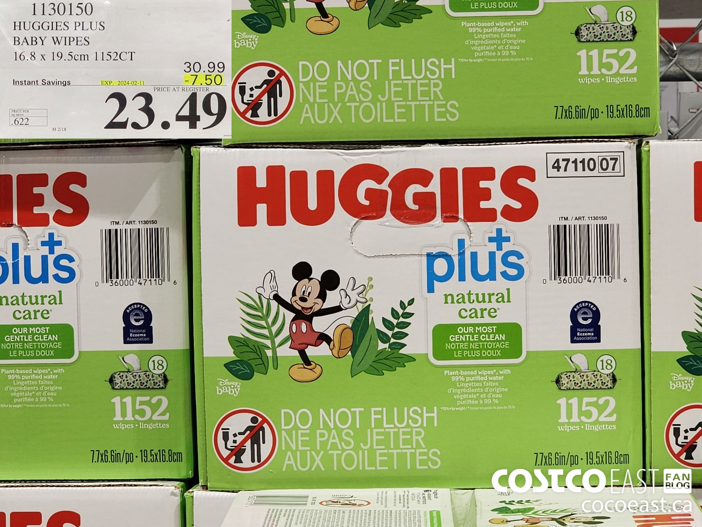 1130150 HUGGIES PLUS BABY WIPES 16.8 X 19.5 CM 1152 CT ($7.50 INSTANT SAVINGS EXPIRES ON 2024-02-11) $23.49