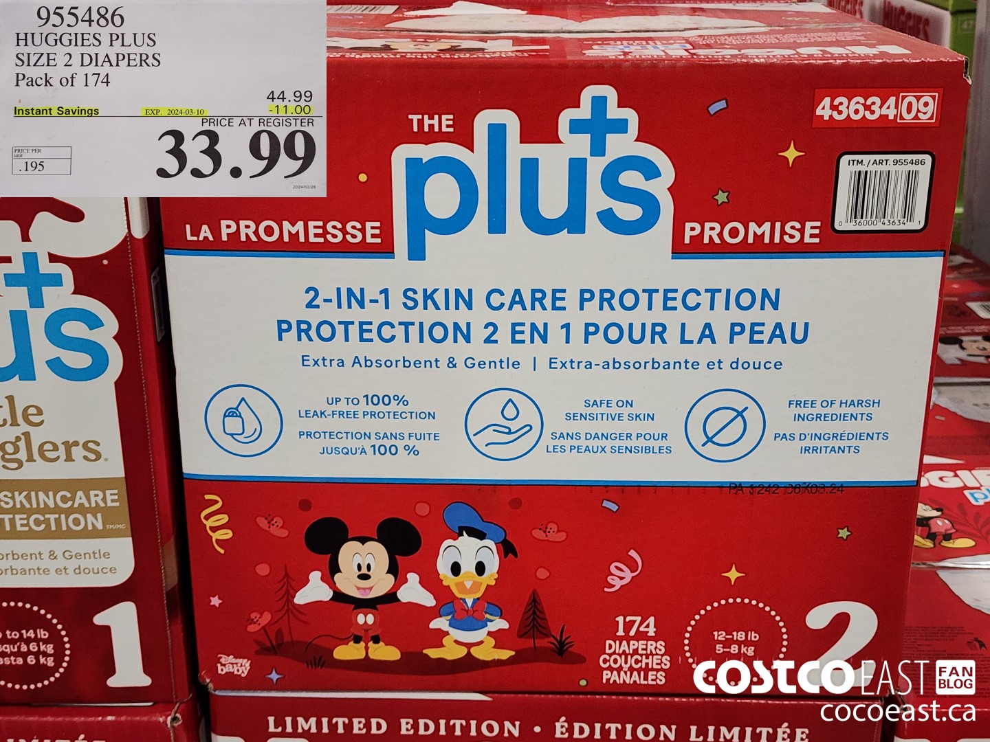 955486 HUGGIES PLUS SIZE 2 DIAPERS Pack of 174 ($11.00 INSTANT SAVINGS EXPIRES ON 2024-03-10) $33.99