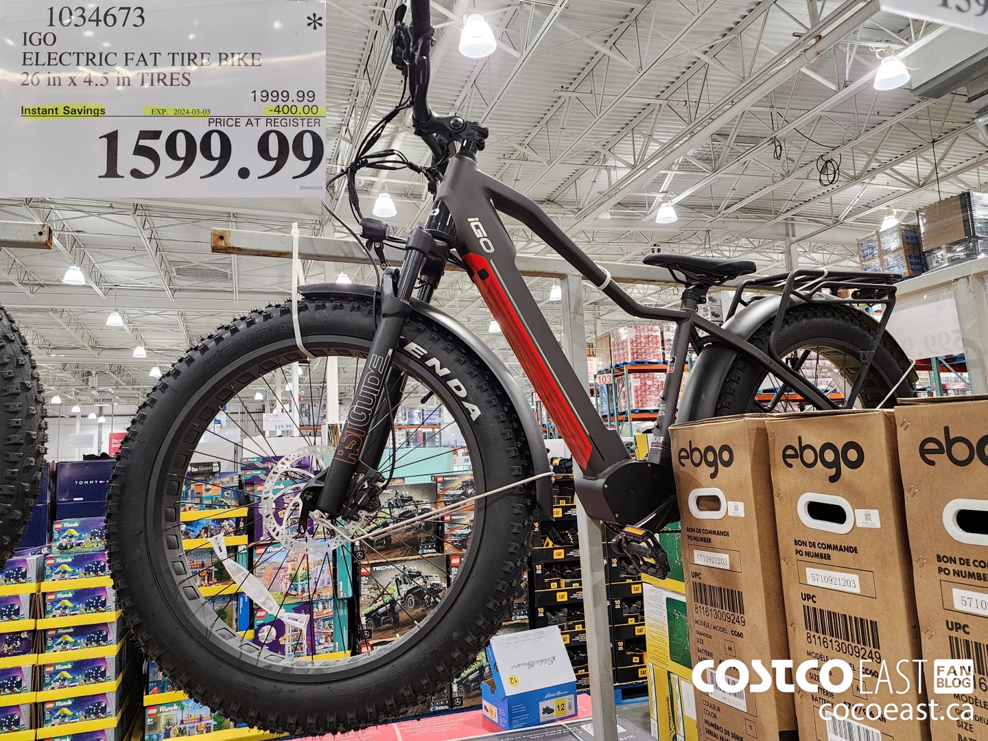 1034673 IGO ELECTRIC FAT TIRE BIKE 26 in x 4.5 in TIRES ($400.00 INSTANT SAVINGS EXPIRES ON 2024-03-03) $1599.99