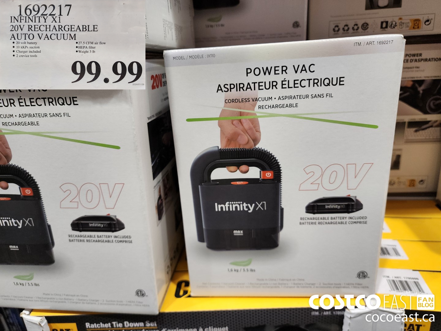1692217 INFINITY X1 20V RECHARGEABLE AUTO VACUUM $99.99