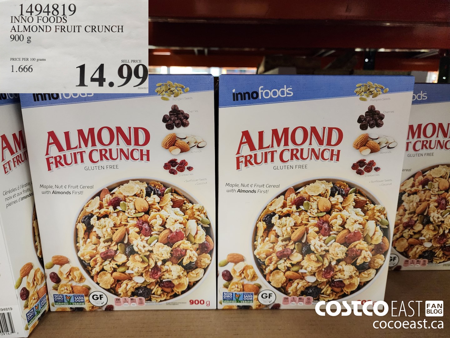 1494819 INNO FOODS ALMOND FRUIT CRUNCH 900 g $14.99
