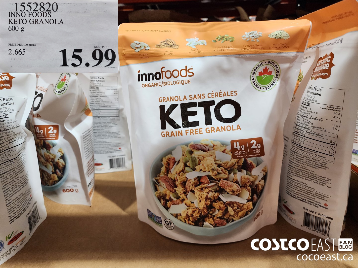 1552820 INNO FOODS KETO GRANOLA 600 G $15.99