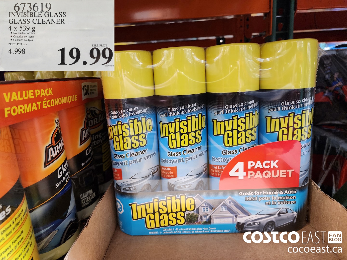 673619 INVISIBLE GLASS GLASS CLEANER 4 X 539g $19.99