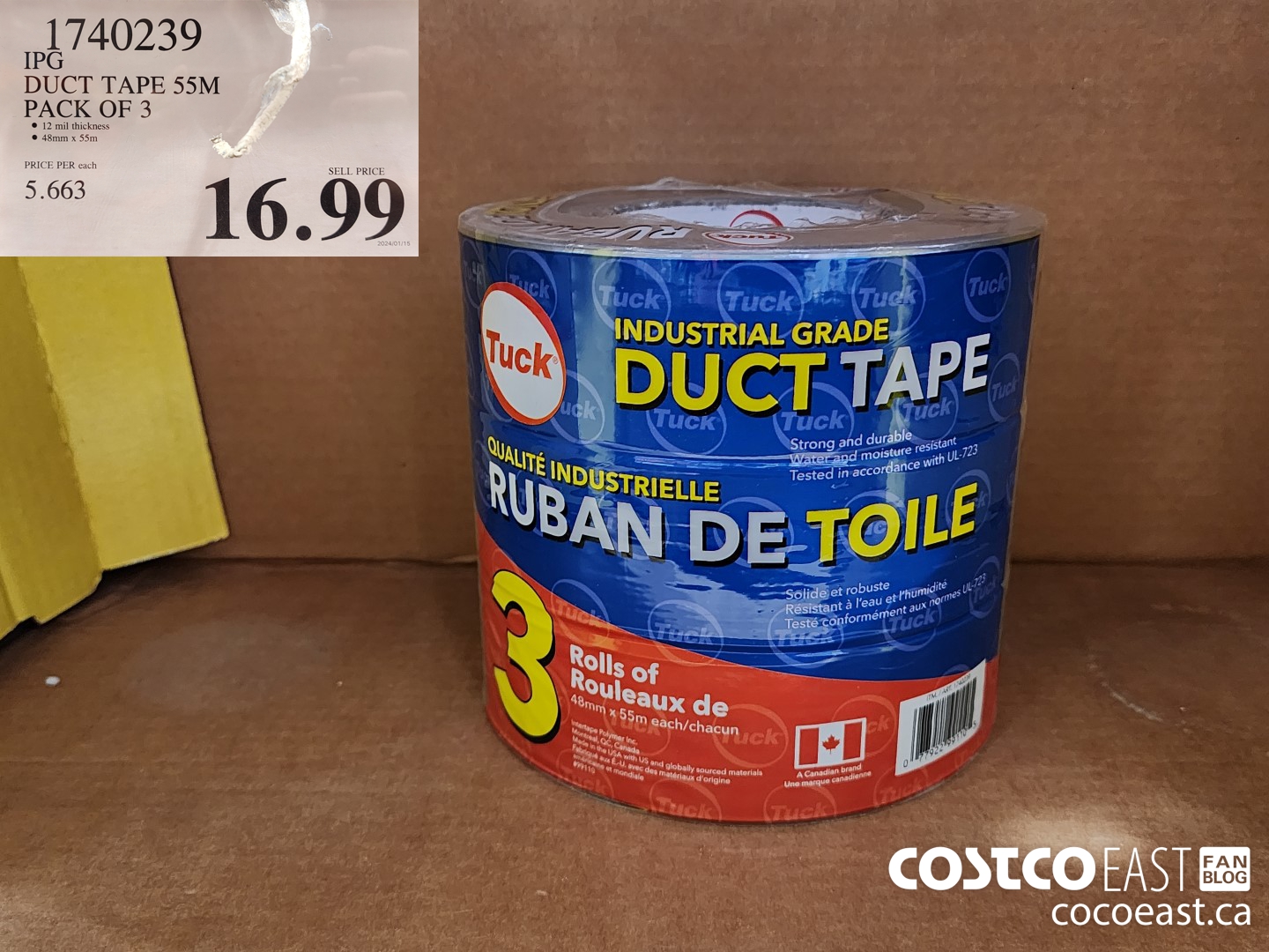 1740239 IPG DUCT TAPE 55M PACK OF 3 $16.99