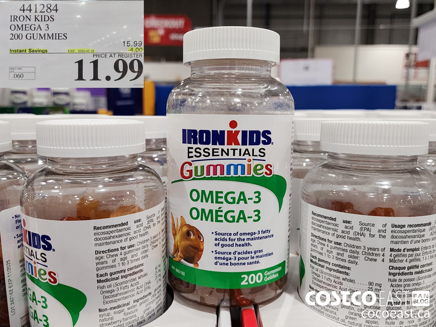 441284 IRON KIDS OMEGA 3 200 GUMMIES ($4.00 INSTANT SAVINGS EXPIRES ON 2024-02-18) $11.99