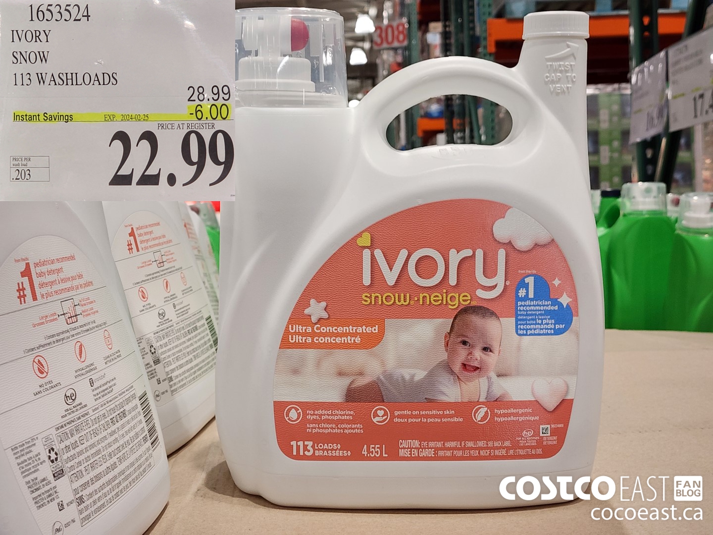 1653524 IVORY SNOW 113 washloads ($6.00 INSTANT SAVINGS EXPIRES ON 2024-02-25) $22.99
