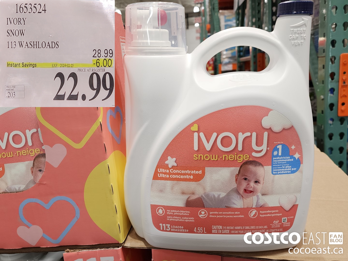 1653524 IVORY SNOW 113 washloads ($6.00 INSTANT SAVINGS EXPIRES ON 2024-02-25) $22.99