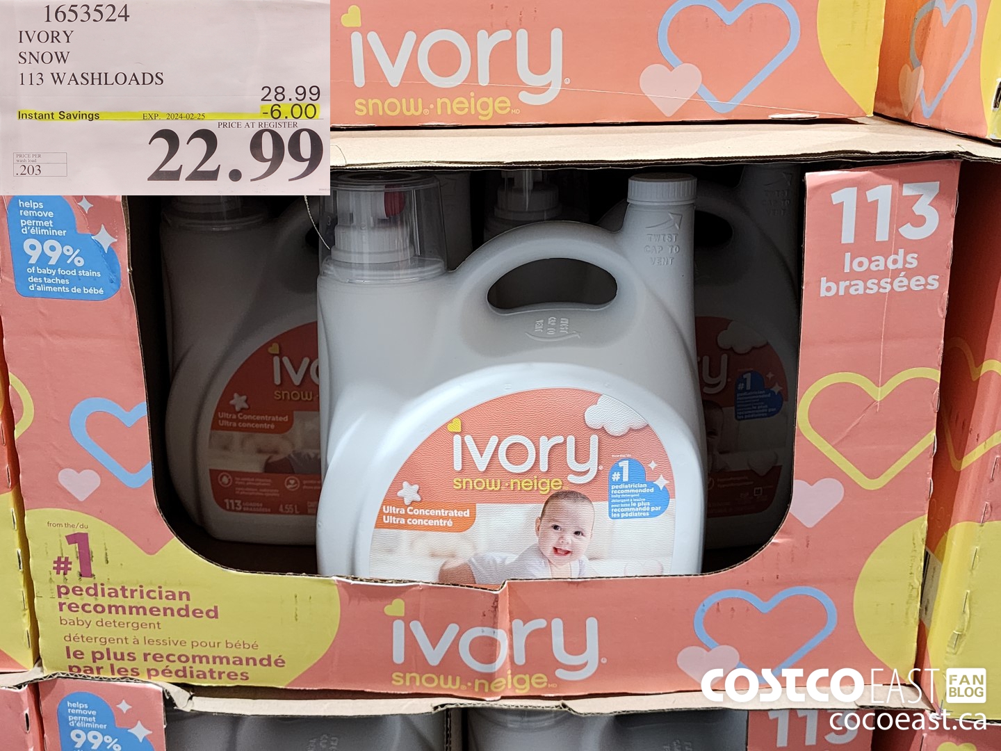 1653524 IVORY SNOW 113 washloads ($6.00 INSTANT SAVINGS EXPIRES ON 2024-02-25) $22.99