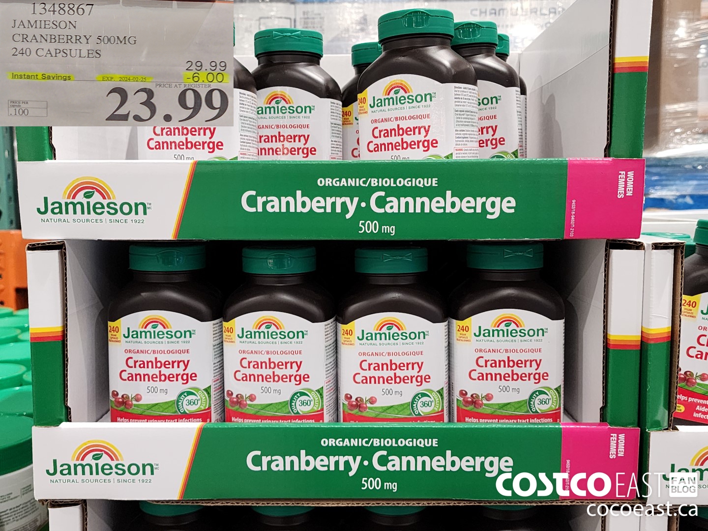 1348867 JAMIESON CRANBERRY 500MG 240 CAPSULES ($6.00 INSTANT SAVINGS EXPIRES ON 2024-02-25) $23.99