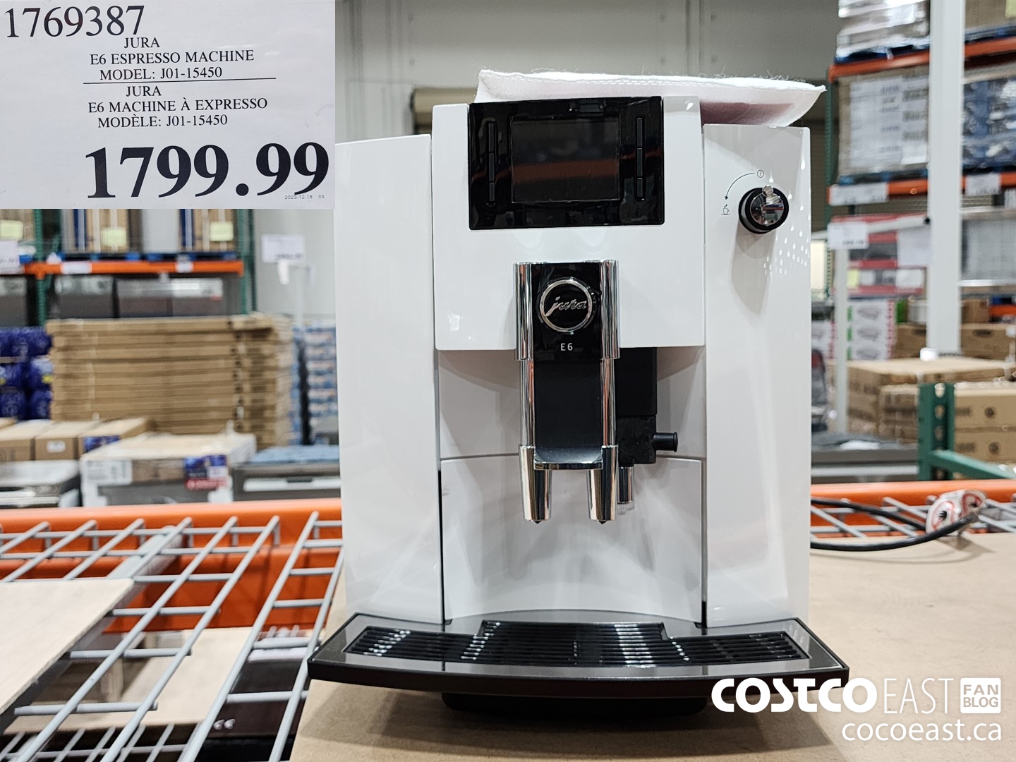 1769387 JURA E6 ESPRESSO MACHINE MODEL: J01-15450 $1799.99