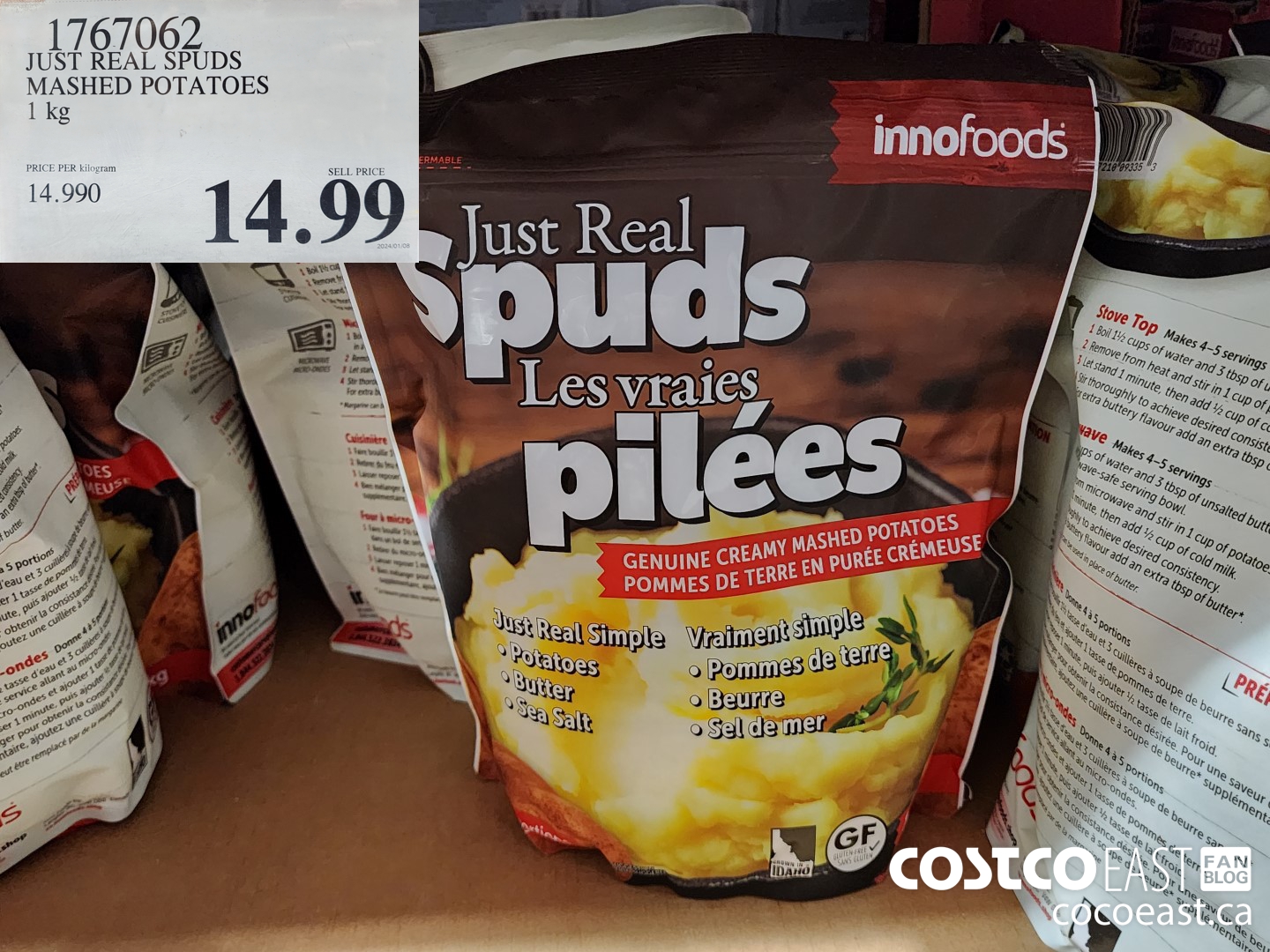 1767062 JUST REAL SPUDS MASHED POTATOES 1 kg $14.99