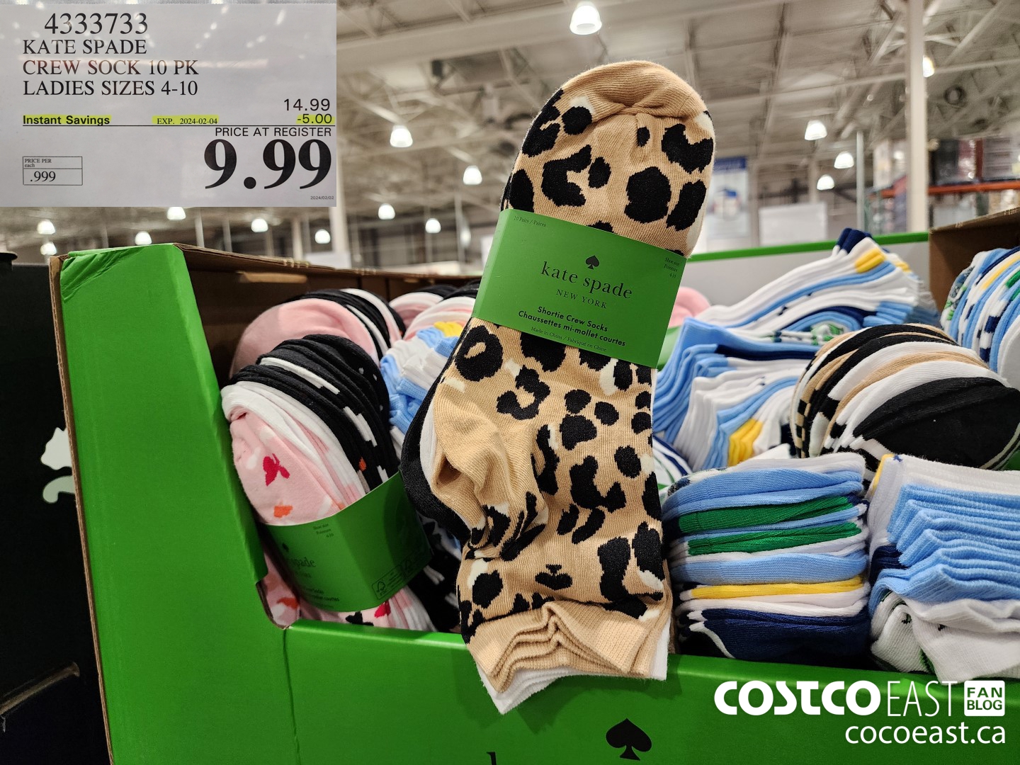 4333733 KATE SPADE CREW SOCK 10 PK LADIES SIZES 4-10 ($5.00 INSTANT SAVINGS EXPIRES ON 2024-02-04) $9.99