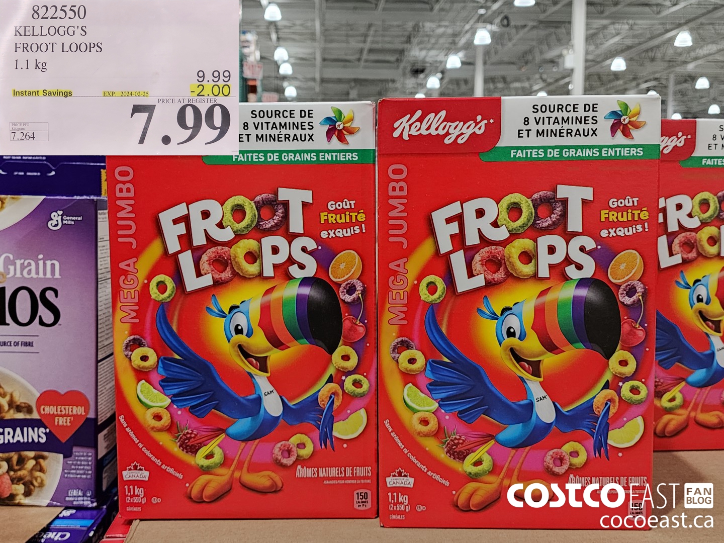 822550 KELLOGG'S FROOT LOOPS 1.1 kg ($2.00 INSTANT SAVINGS EXPIRES ON 2024-02-25) $7.99