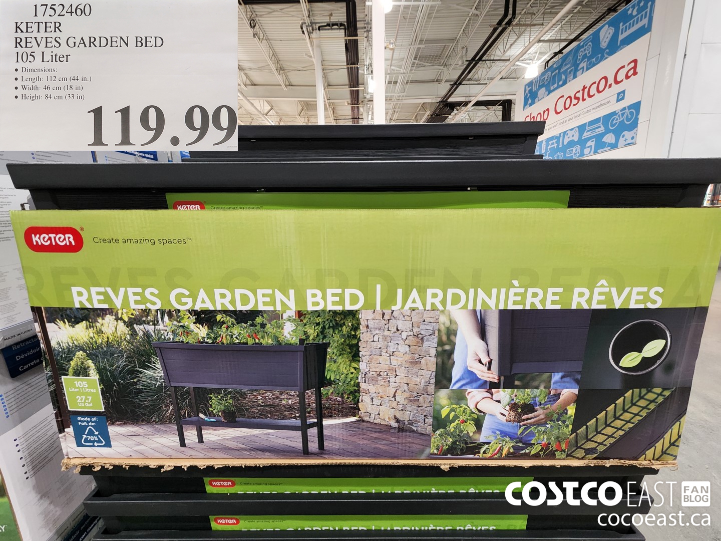 1752460 KETER REVES GARDEN BED 105 Liter $119.99