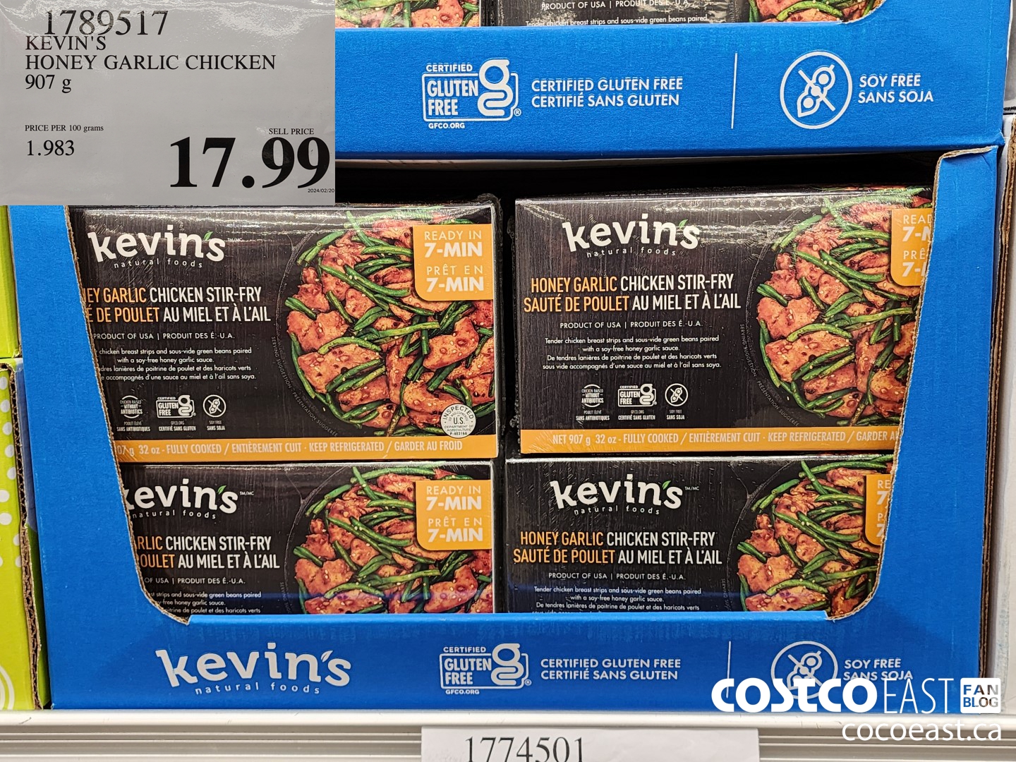 1789517 KEVIN'S HONEY GARLIC CHICKEN 907 g $17.99