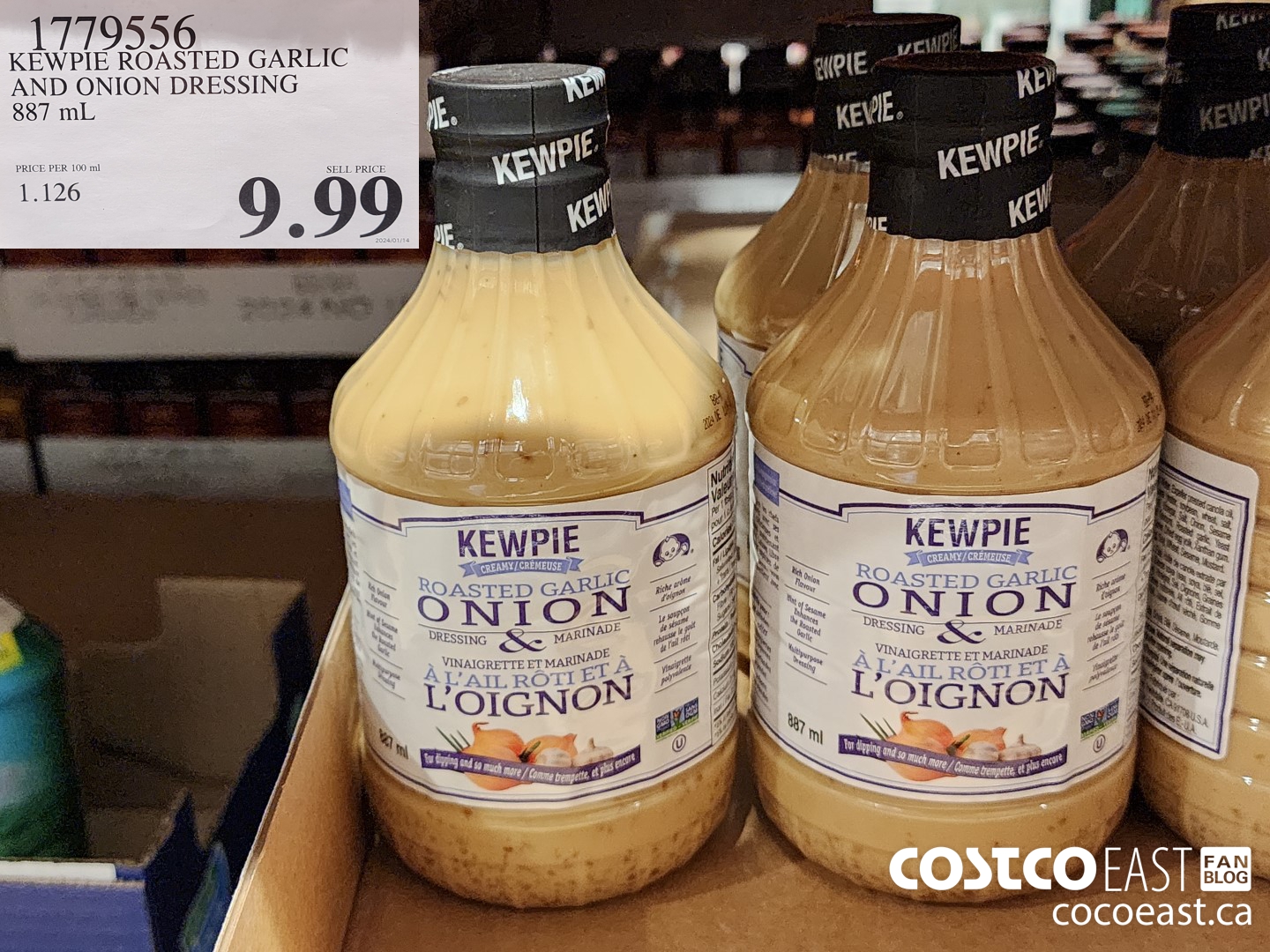 1779556 KEWPIE ROASTED GARLIC AND ONION DRESSING 887 ML $9.99