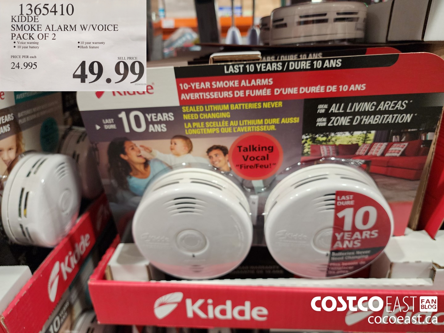 1635410 KIDDE SMOKE ALARM W/VOICE PACK OF 2 $49.99