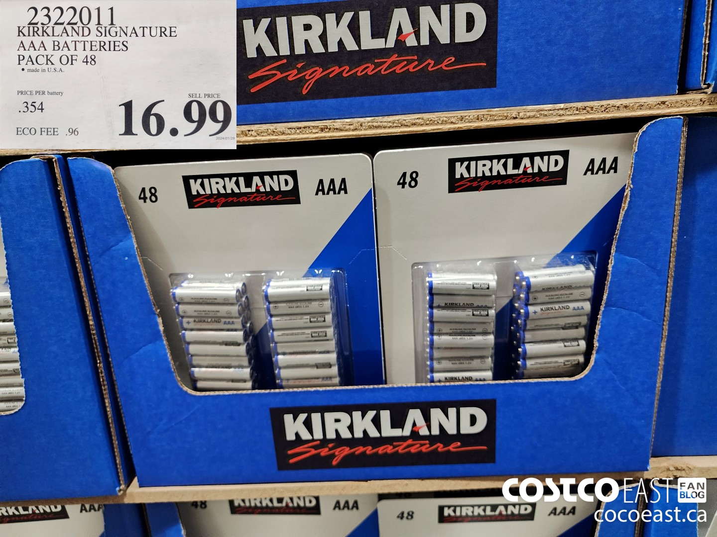 2322011 KIRKLAND SIGNATURE AAA BATTERIES PACK OF 48 $16.99